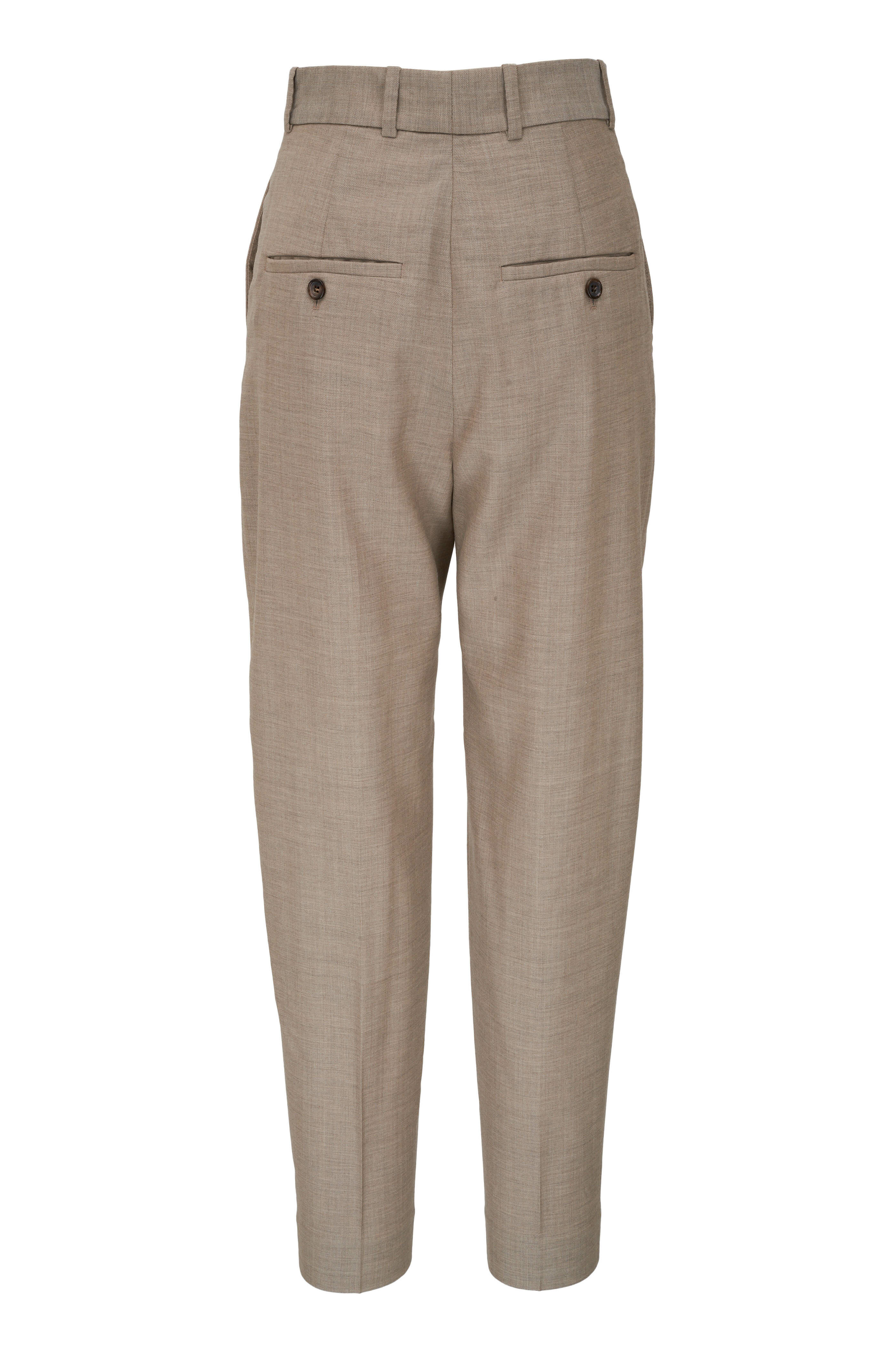 Totême - Beige Sewn Pleat Wool Pants