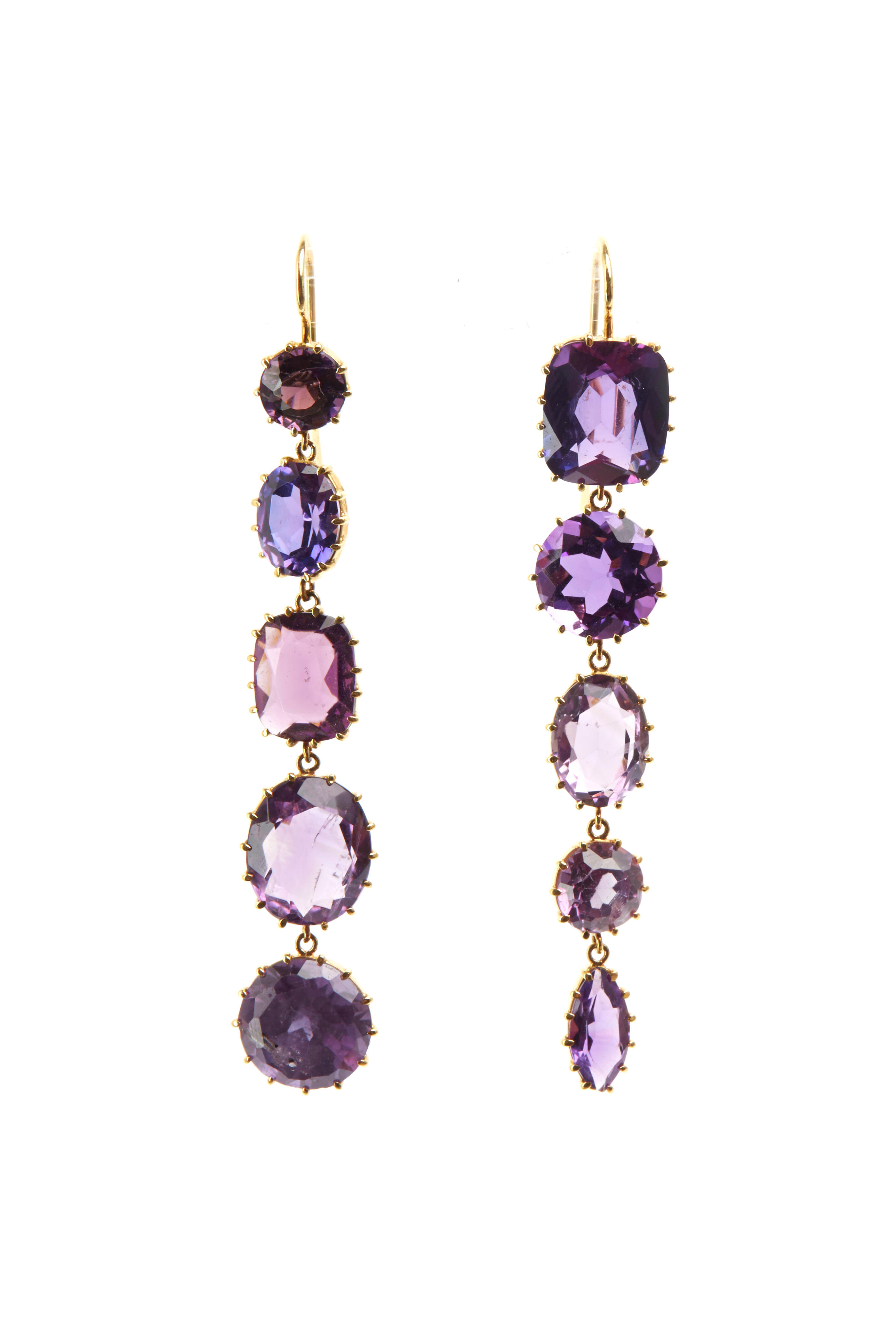 Renee Lewis - Yellow Gold Purple Amethyst Drop Earrings