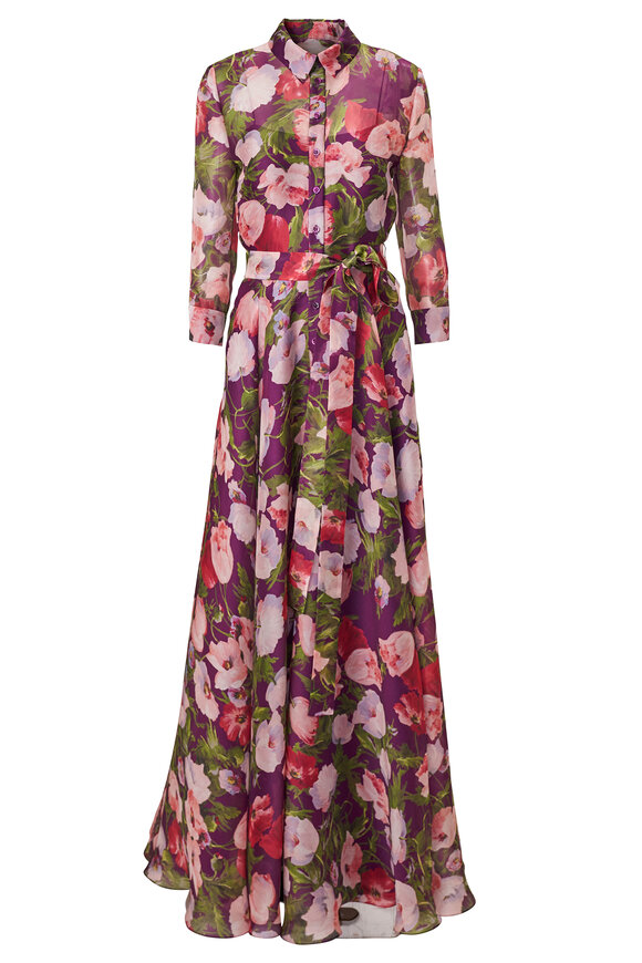 Carolina Herrera Silk Poppy Print Trench Dress - view 1