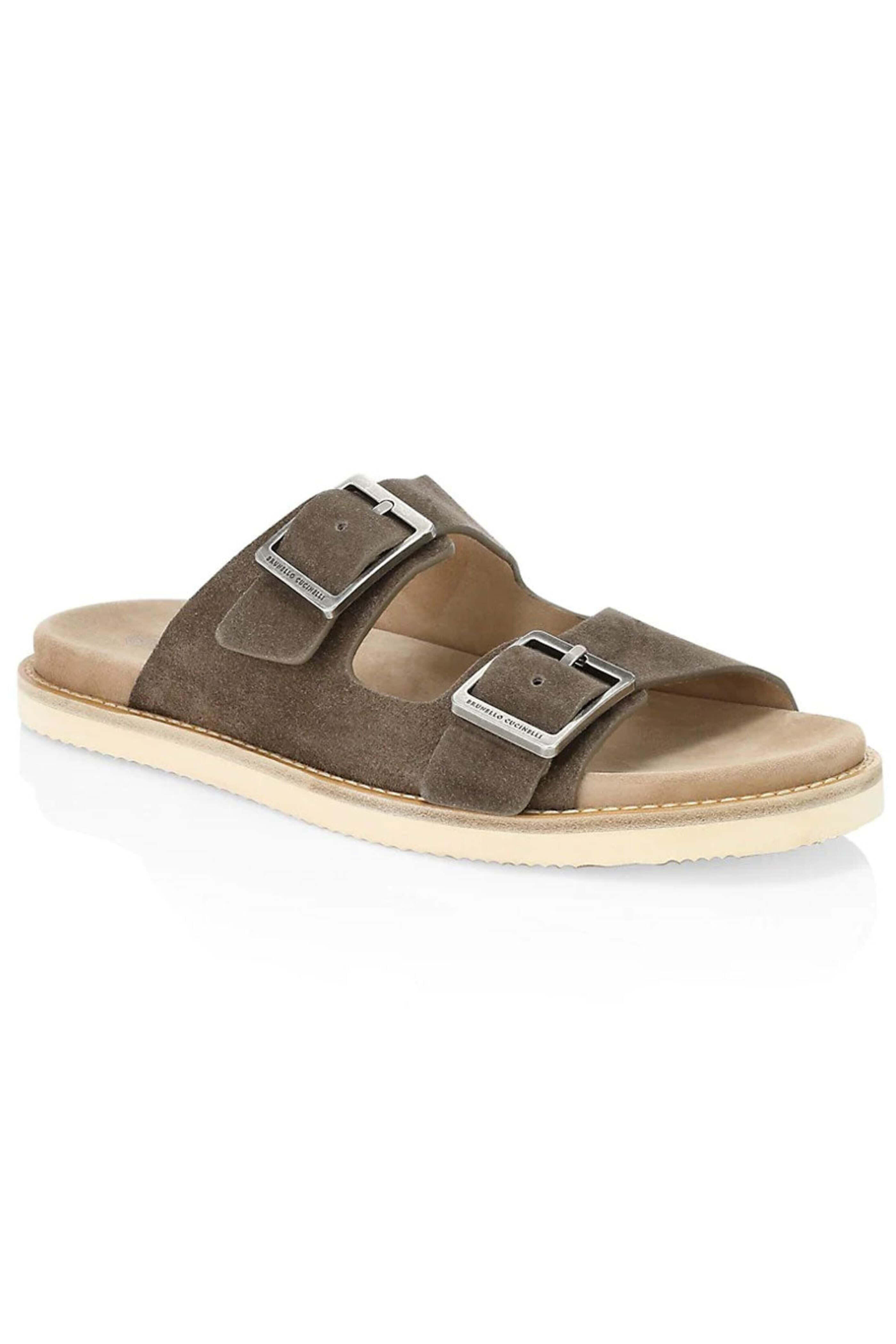 Brunello Cucinelli - Suede Buckle Sandal in Brown