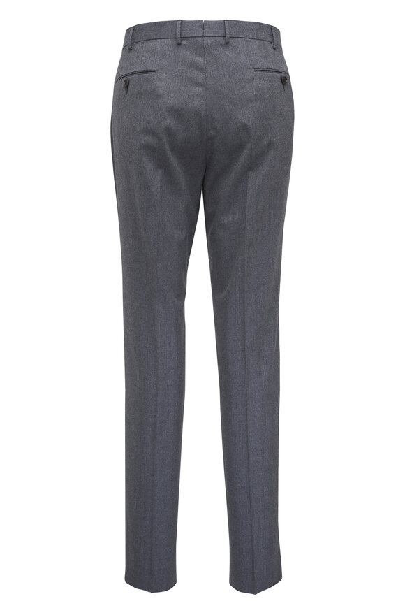 Zegna Medium Gray Wool Flannel Pant - view 2