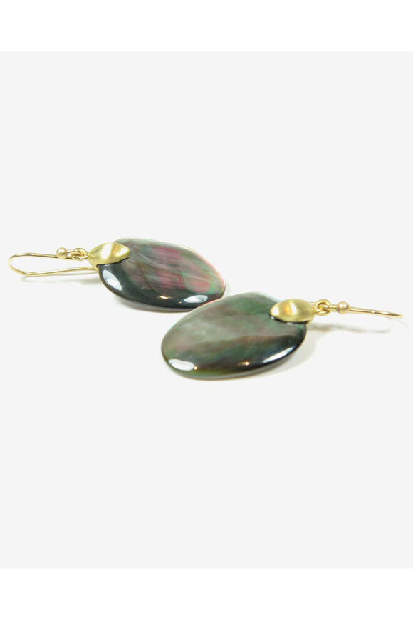 Ted Muehling Gold & Black Mother Of Pearl Small Chip Earrings - view 3