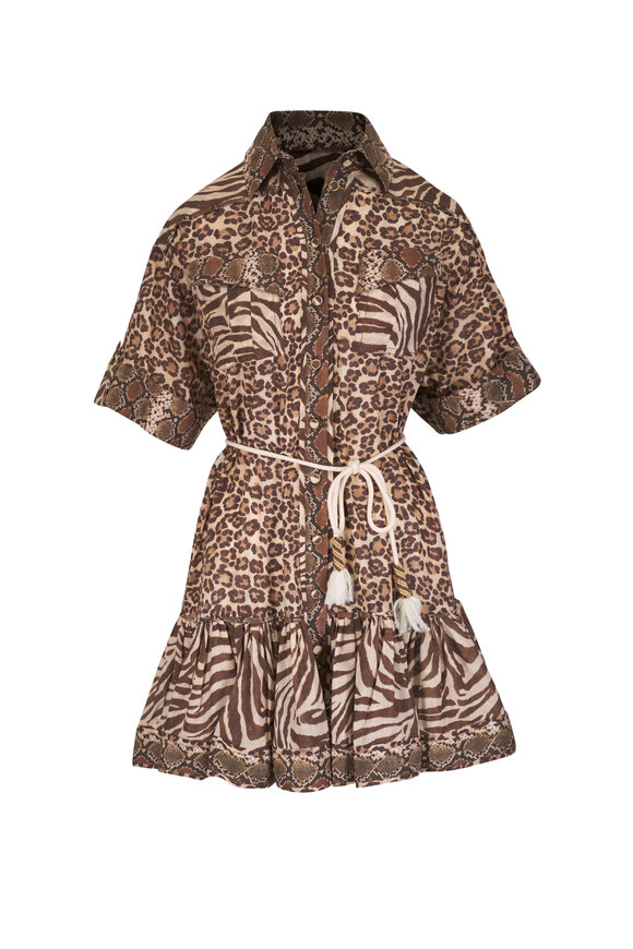 Zimmermann Wanderlust Lantern Spliced Print Mini Dress