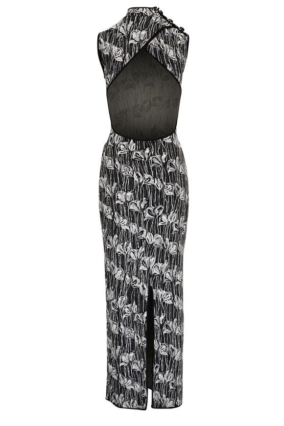 Pucci - Black & Gray Jacquard Knit Maxi Dress 
