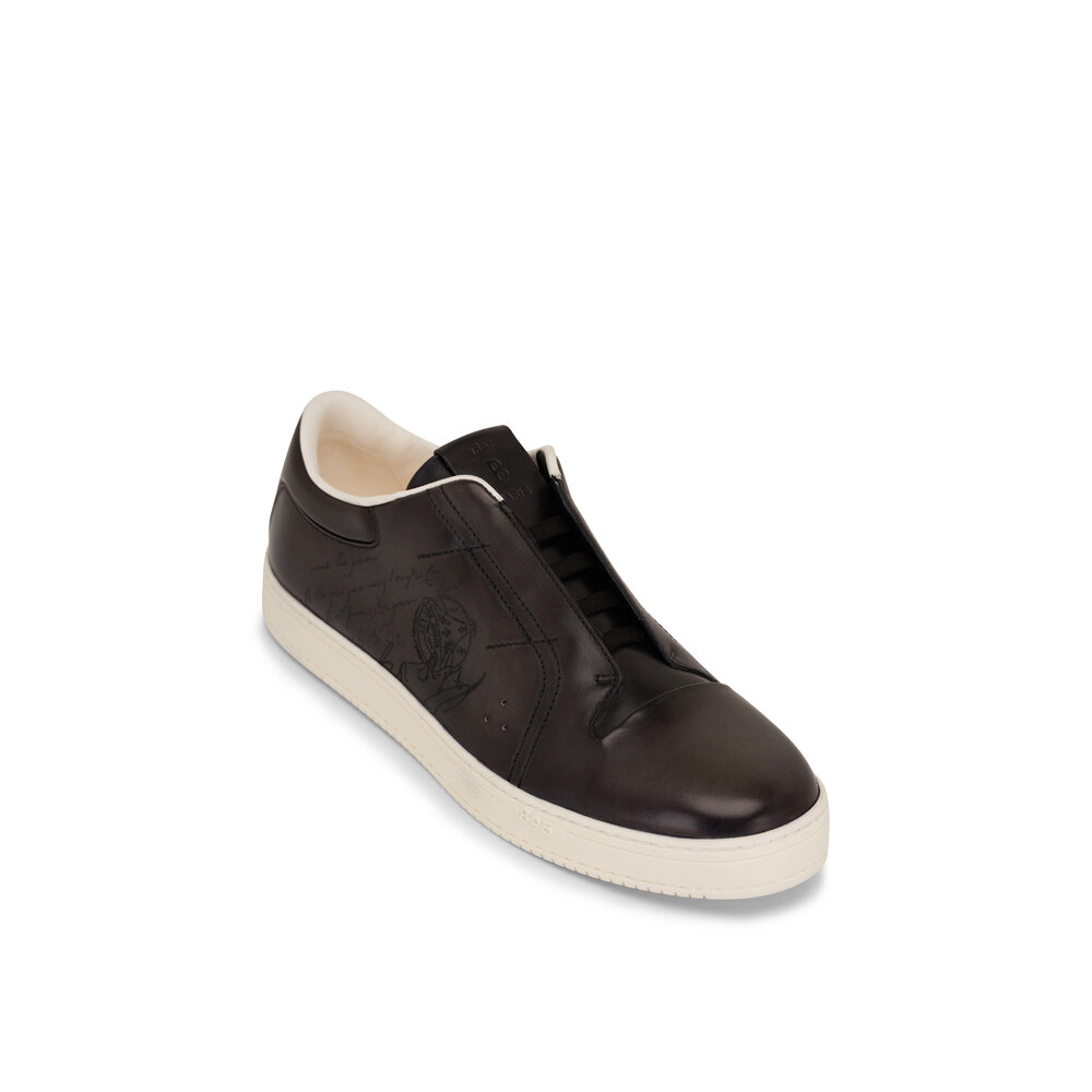 Berluti - Playtime Scritto Black Leather Slip-On Sneaker