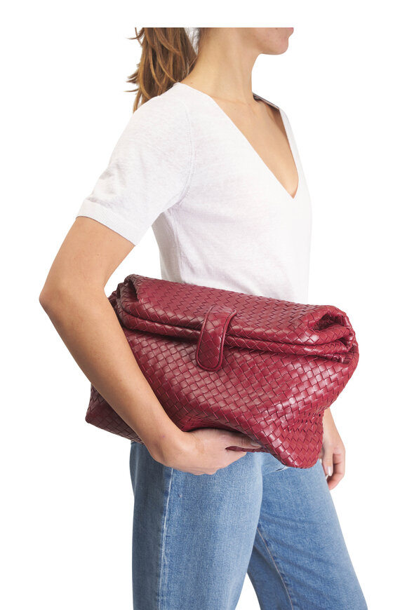 Bottega Veneta Lauren 1980 Alto Red Woven Leather Vertical Clutch - view 3