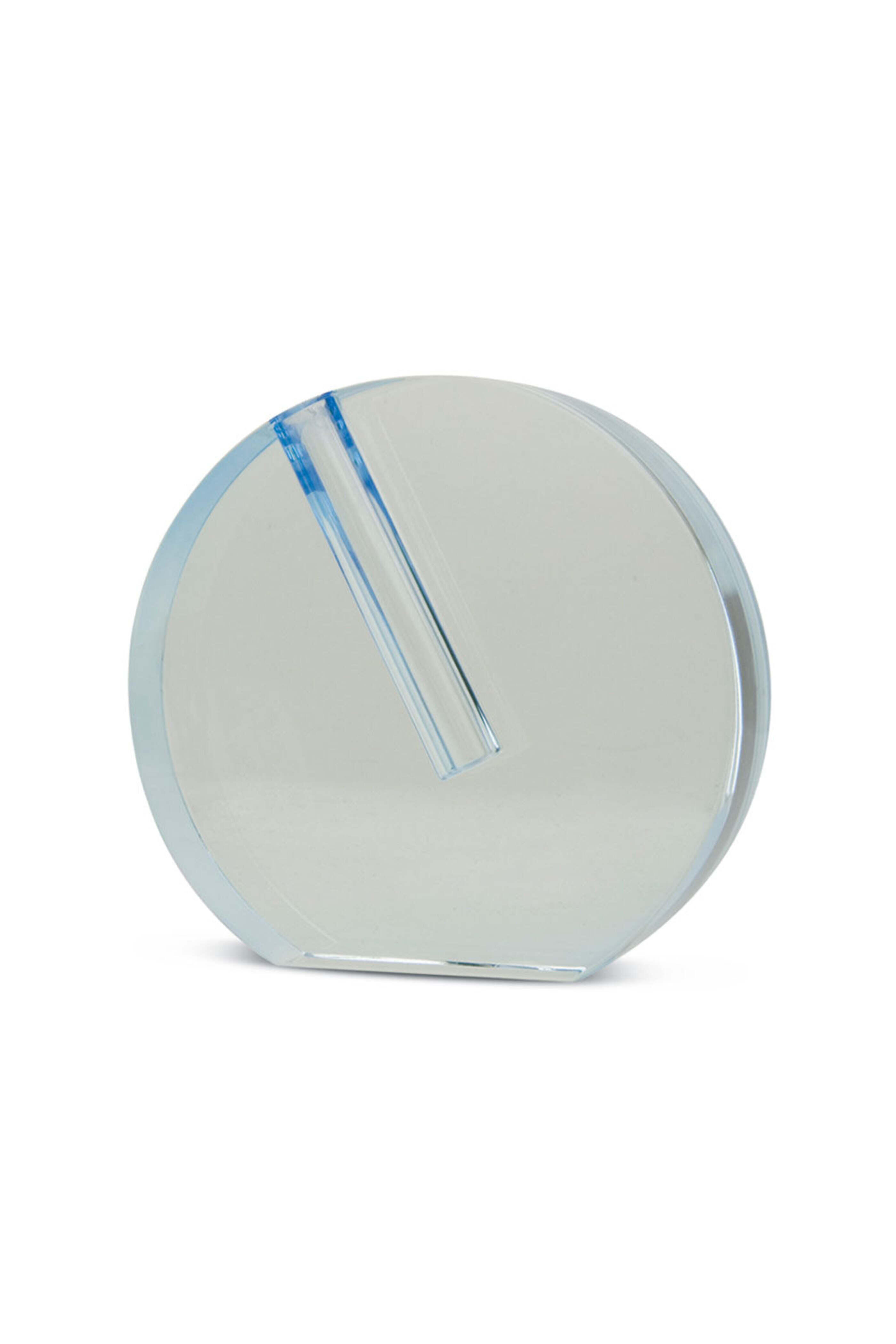 Tizo - Large Crystal Glass Round Flat Vase Blue