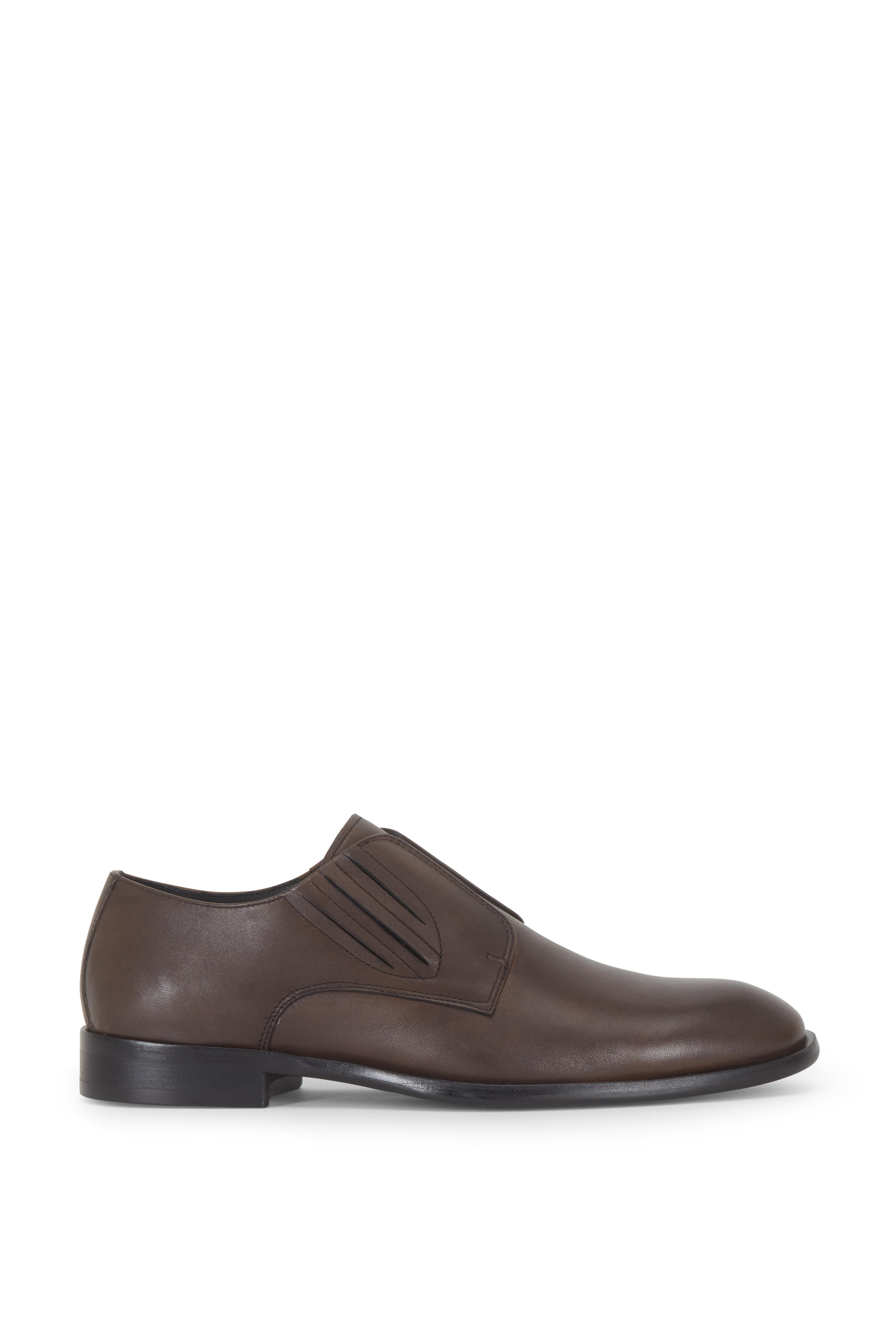 John Varvatos - NYC Cut Espresso Leather Slip-On Derby Shoe
