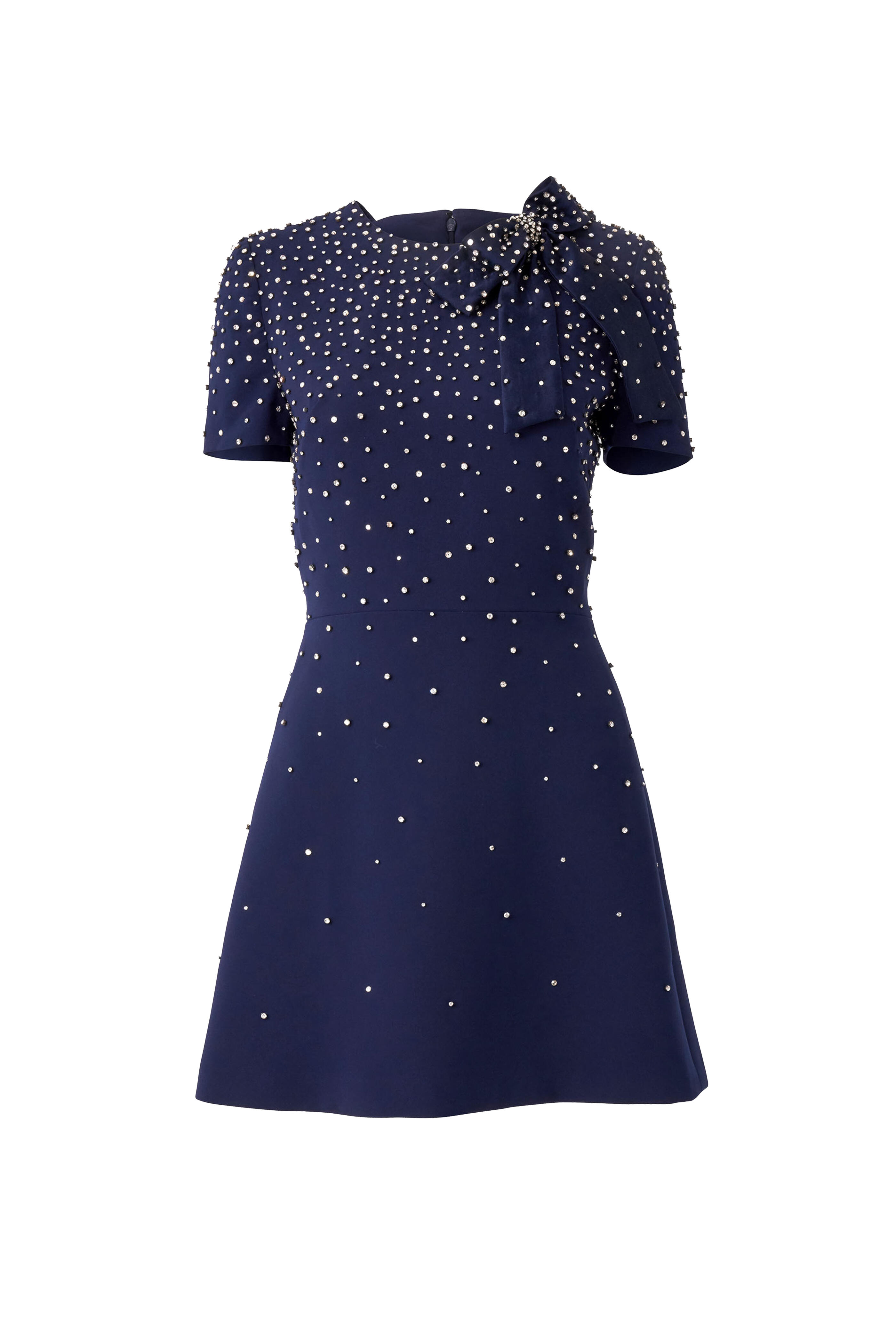 Carolina Herrera - Midnight Blue Crystal Embellished Mini Dress