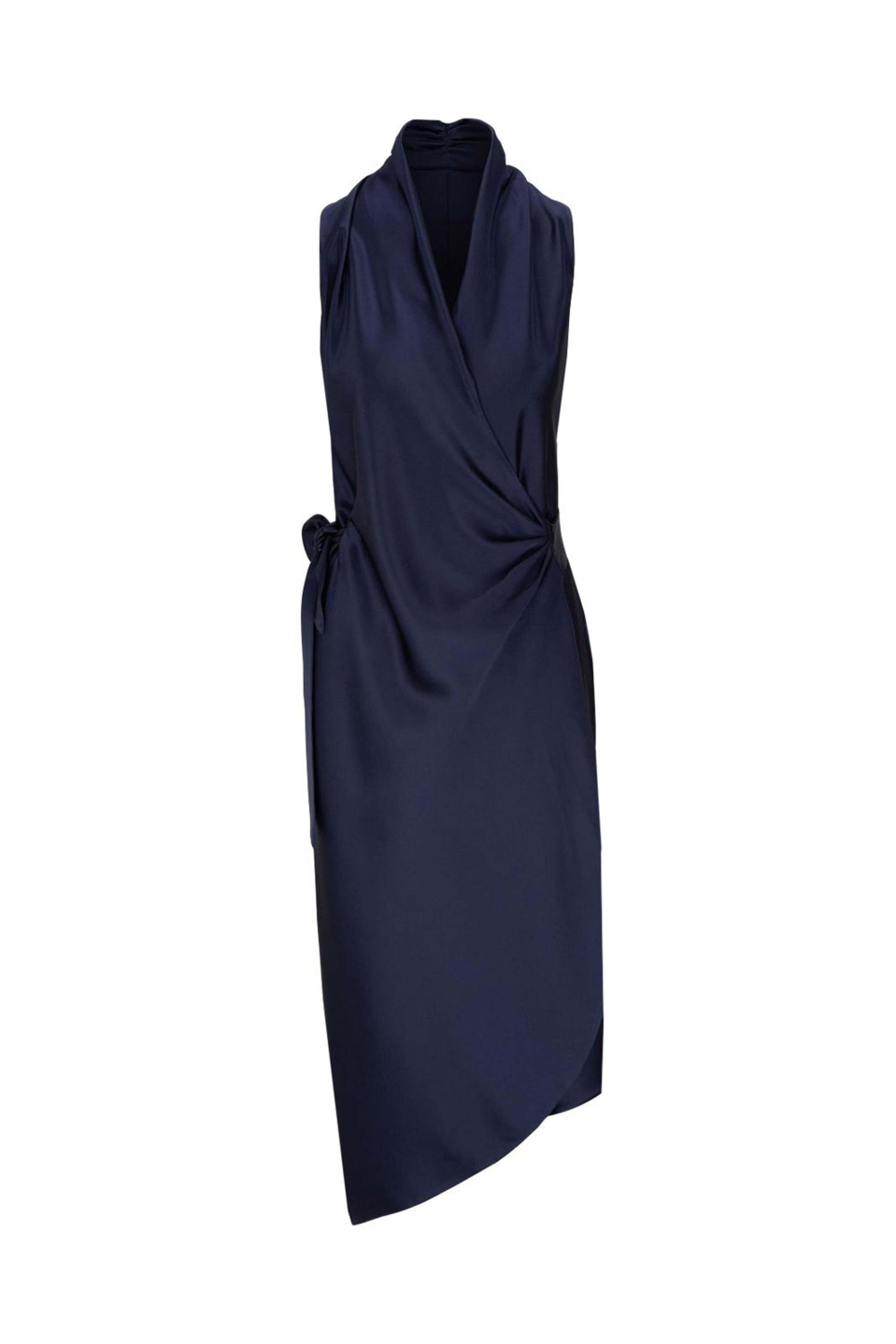 white christmas dresses Indigo Cotton Denim Pinafore Midi Wrap Dress 52
