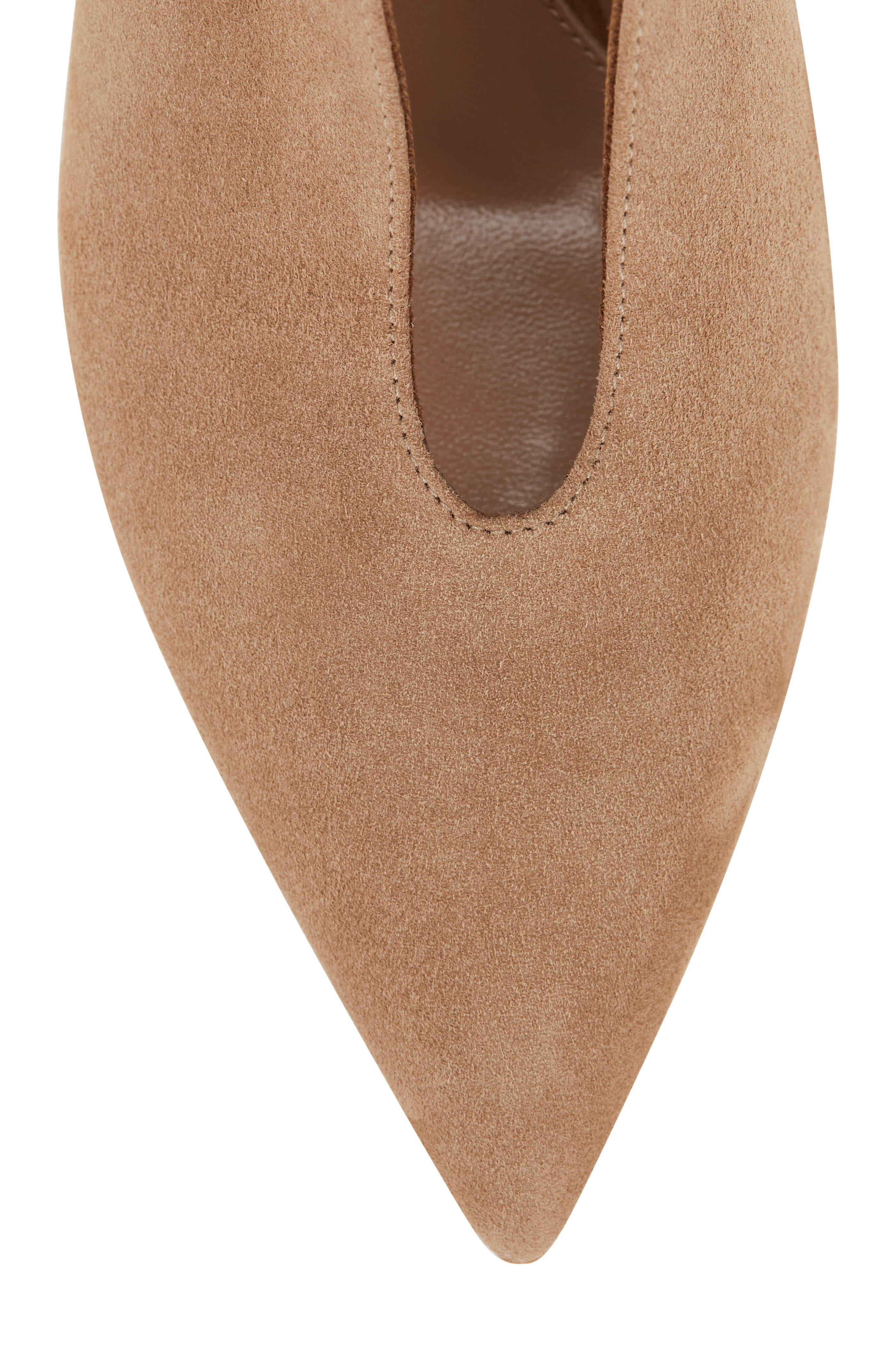 Gianvito Rossi - Vania Dark Taupe Suede Kitten Heel Bootie, 55mm