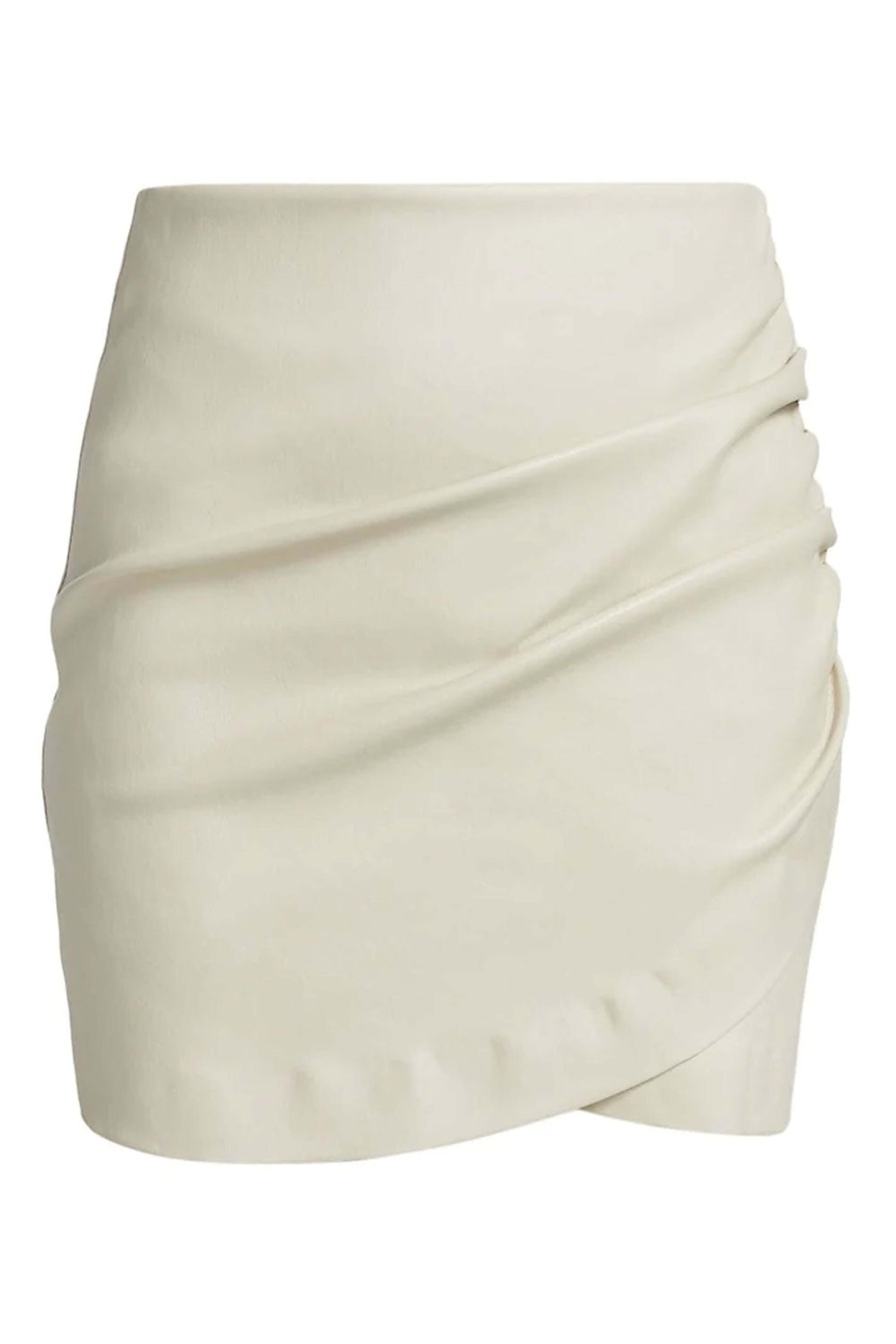SPRWMN - Off White Shirred Wrap Mini Skirt