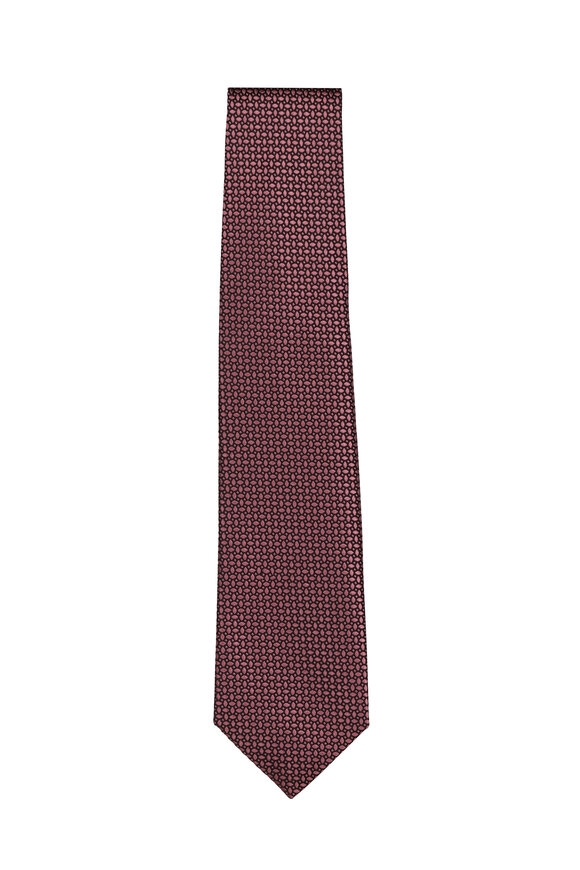Isaia Pink & Black Micro Geometric Necktie