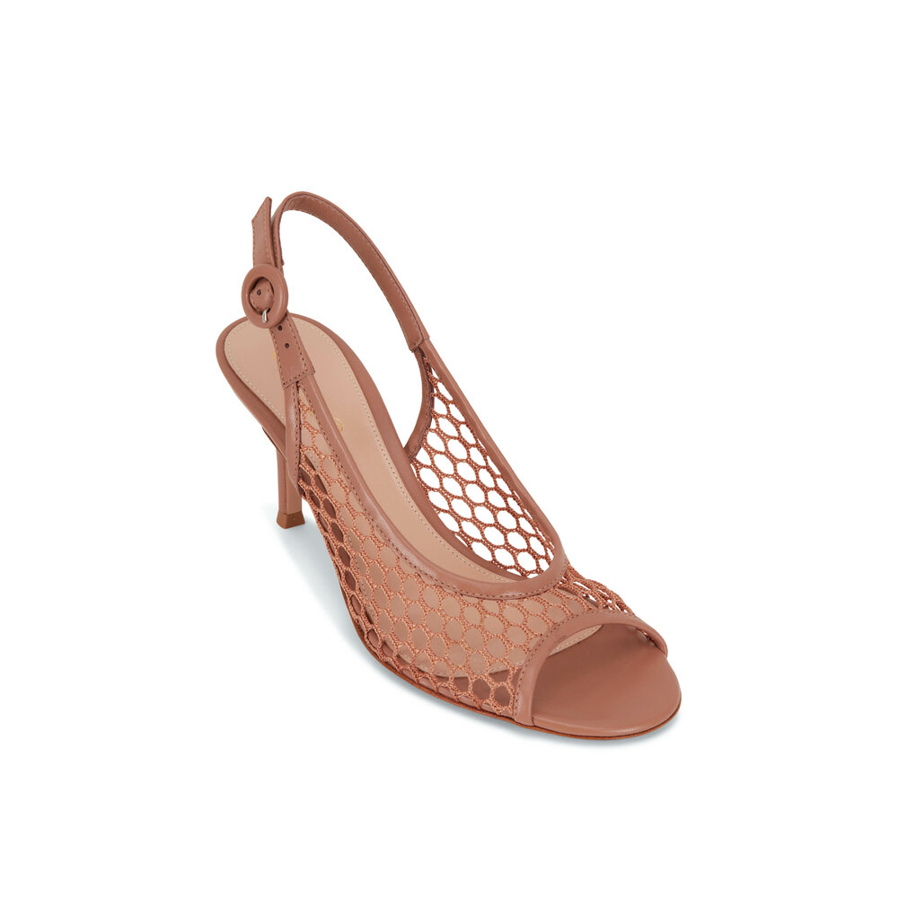 GIANVITO ROSSI コスミック スリッホン ミュル 【関税込】 Gianvito Rossi - Praline Mesh Leather Slingback Pump, 70mm