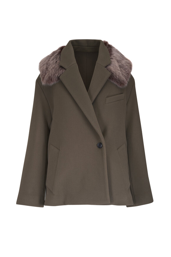 Loewe Taupe Wool & Cashmere Short Coat - view 1