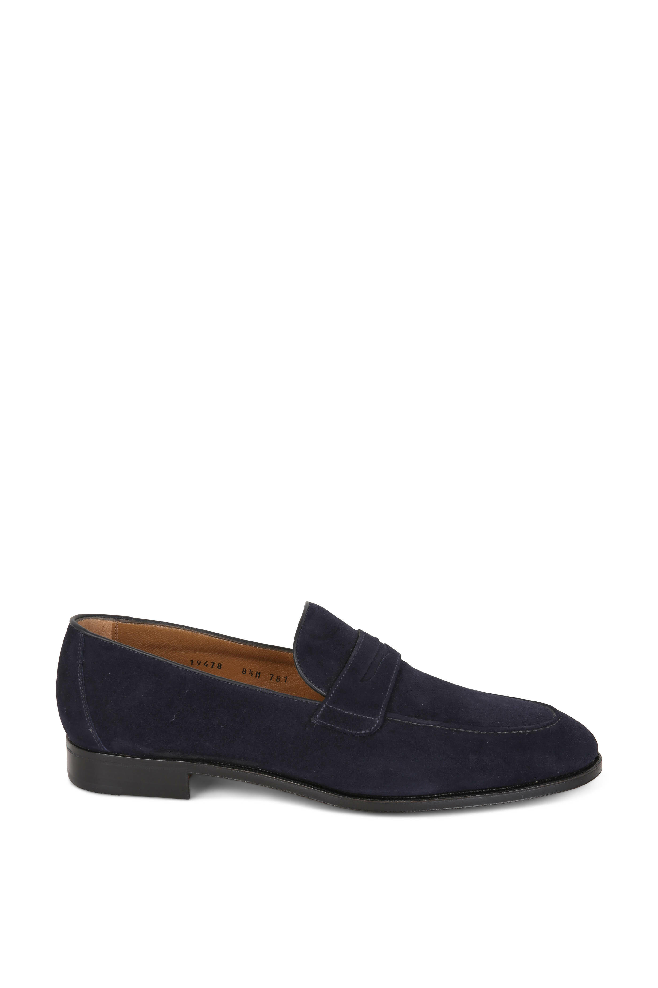 Gravati - Navy Blue Suede Penny Loafer