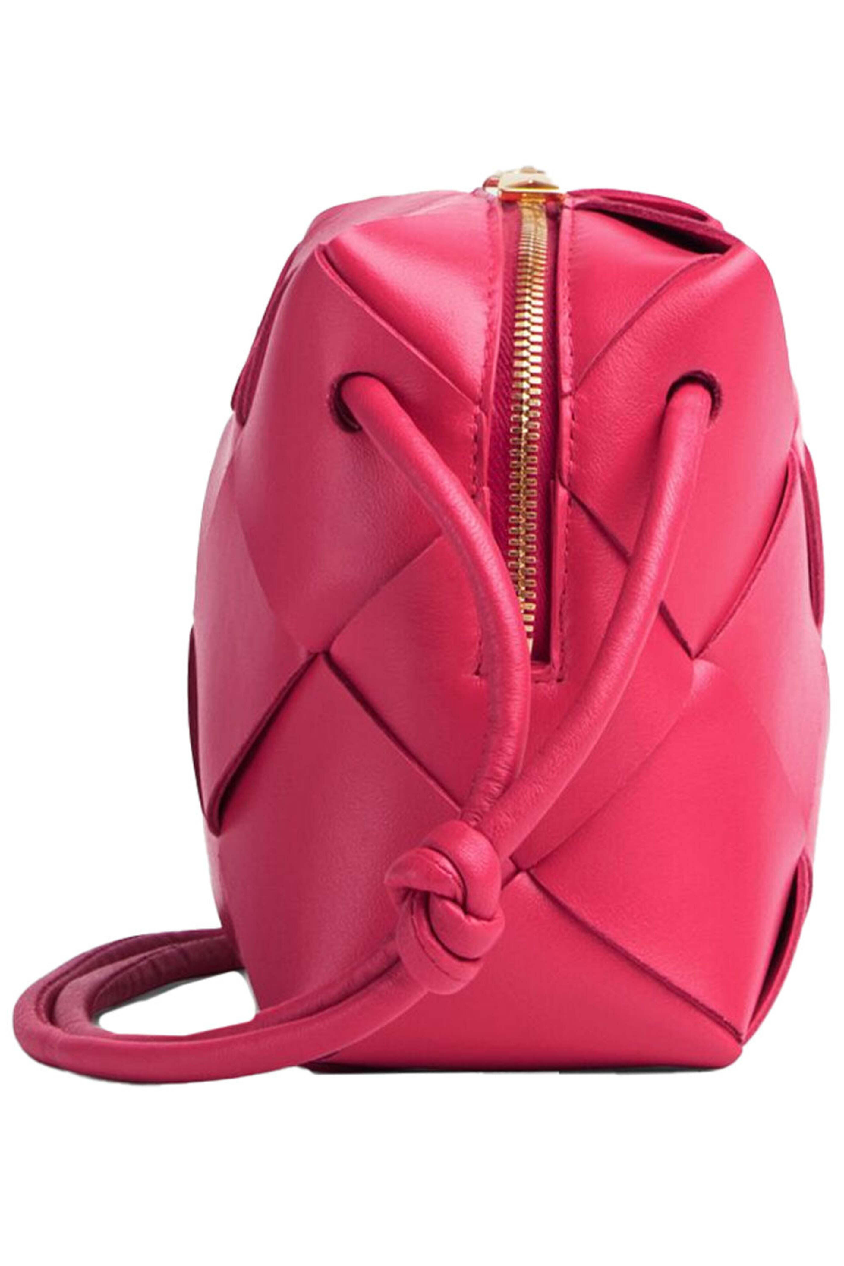 ★BOTTEGA VENETA MINI CASSETTE CAMERA BAG ミニ カセット Bottega Veneta - Mini Cassette Pink Woven Leather Camera Bag