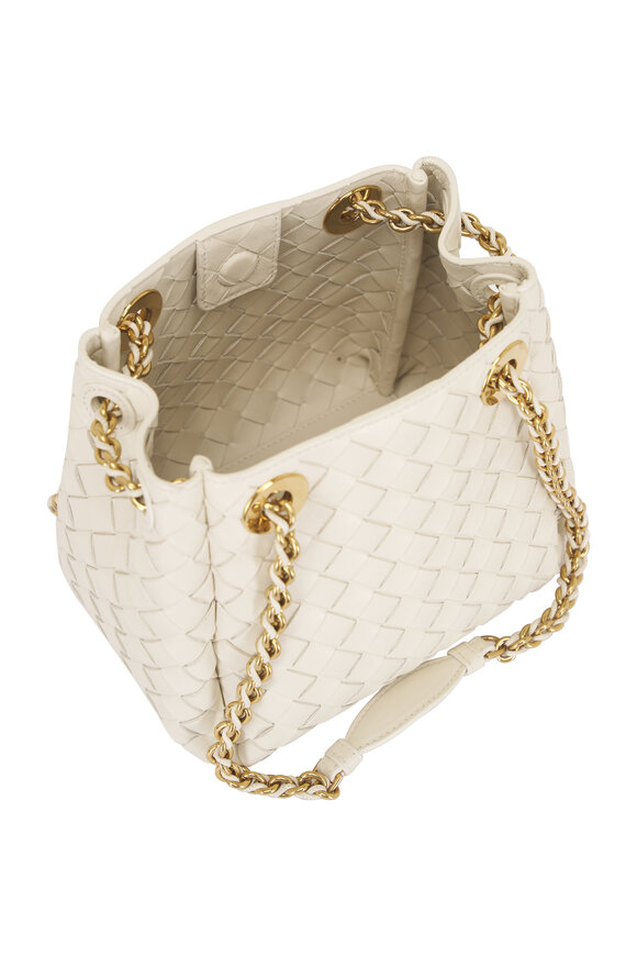 Bottega Veneta Small Parachute Chain Sea Salt Woven Leather Bag - view 5