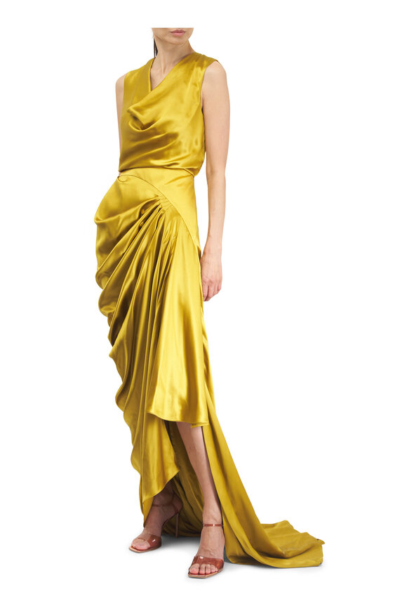 Valentino Chartreuse Silk Gown - view 2
