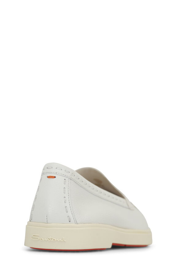 Santoni - Yalta Row White Leather Loafer