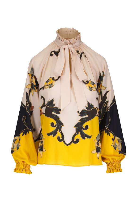 La DoubleJ Cerere Buttercup Placée Gold Silk Blouse - view 1