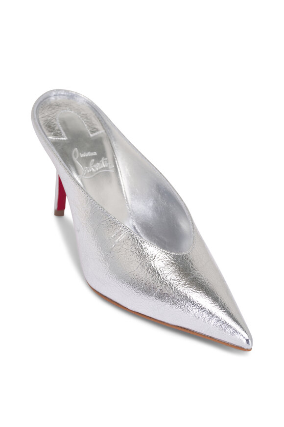 Jimmy Choo - Brea Silver Crystal Two-Band Sandal Slide, 65mm