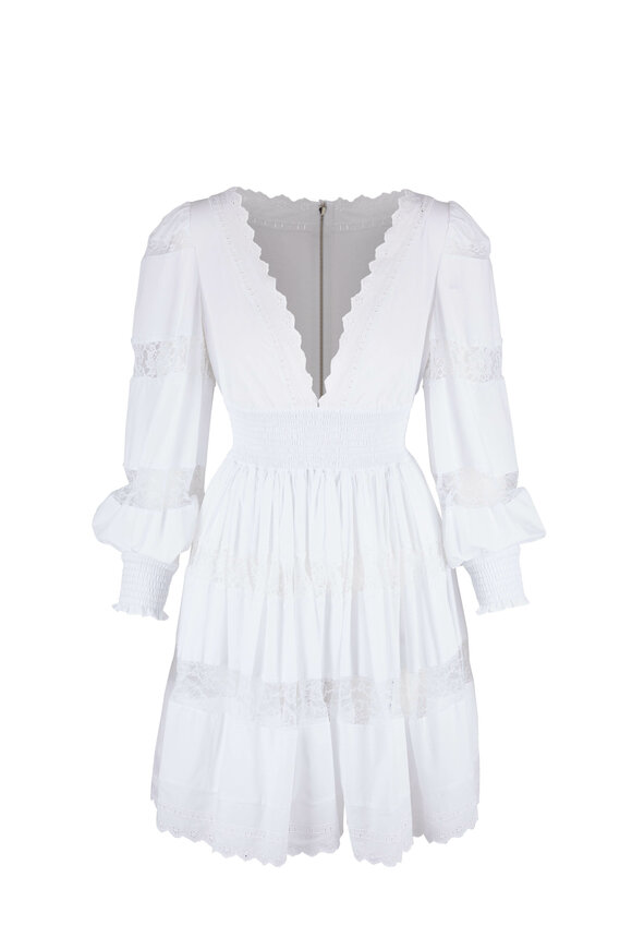 Dolce & Gabbana - White All Over Lace Inset Long Sleeve Dress