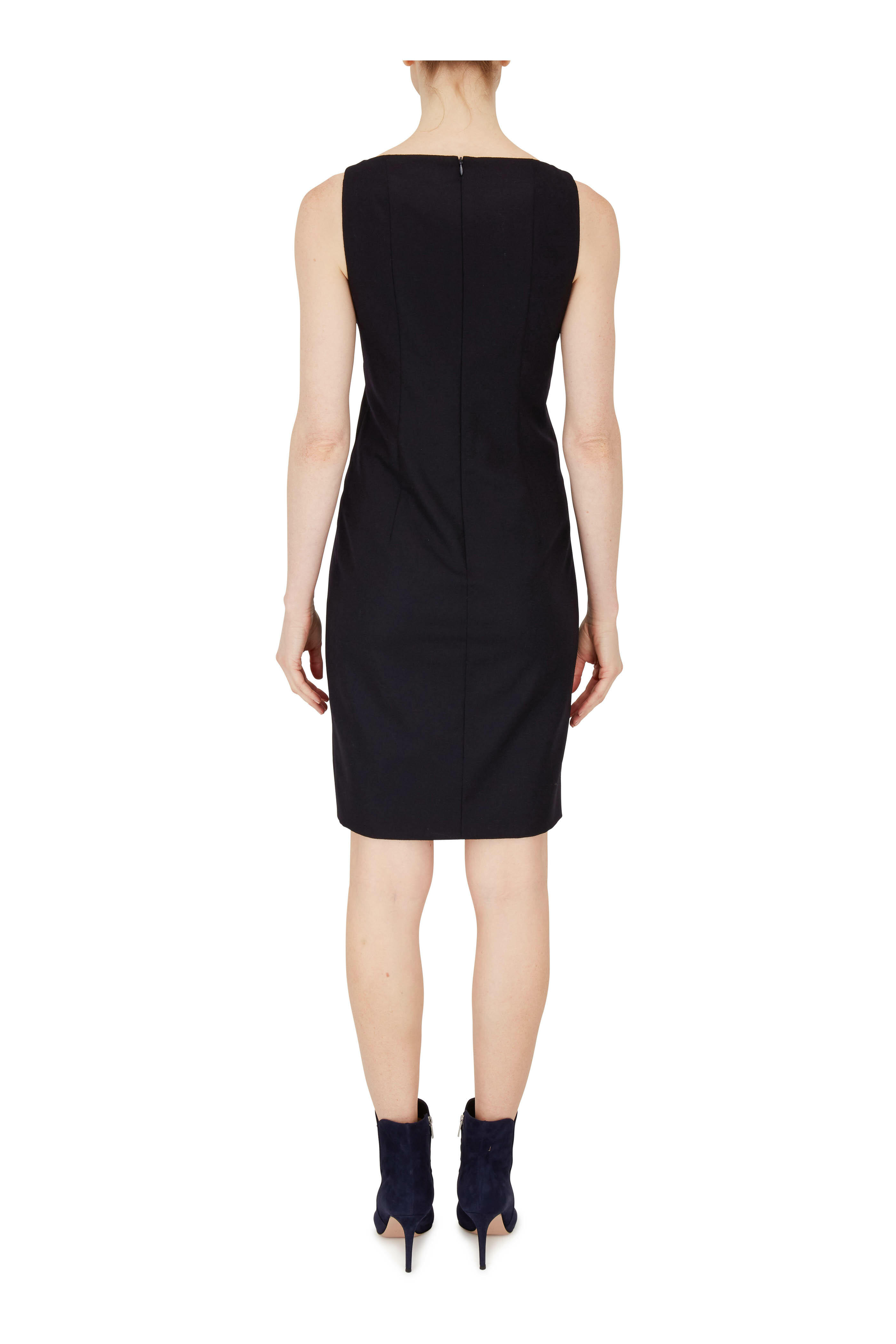 Akris - Navy Flannel Sleeveless Shift Dress | Mitchell Stores