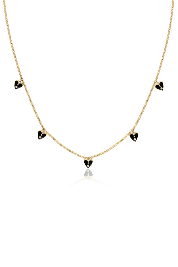 Loriann - Dolce Diamond & Enamel Dangle Heart Necklace