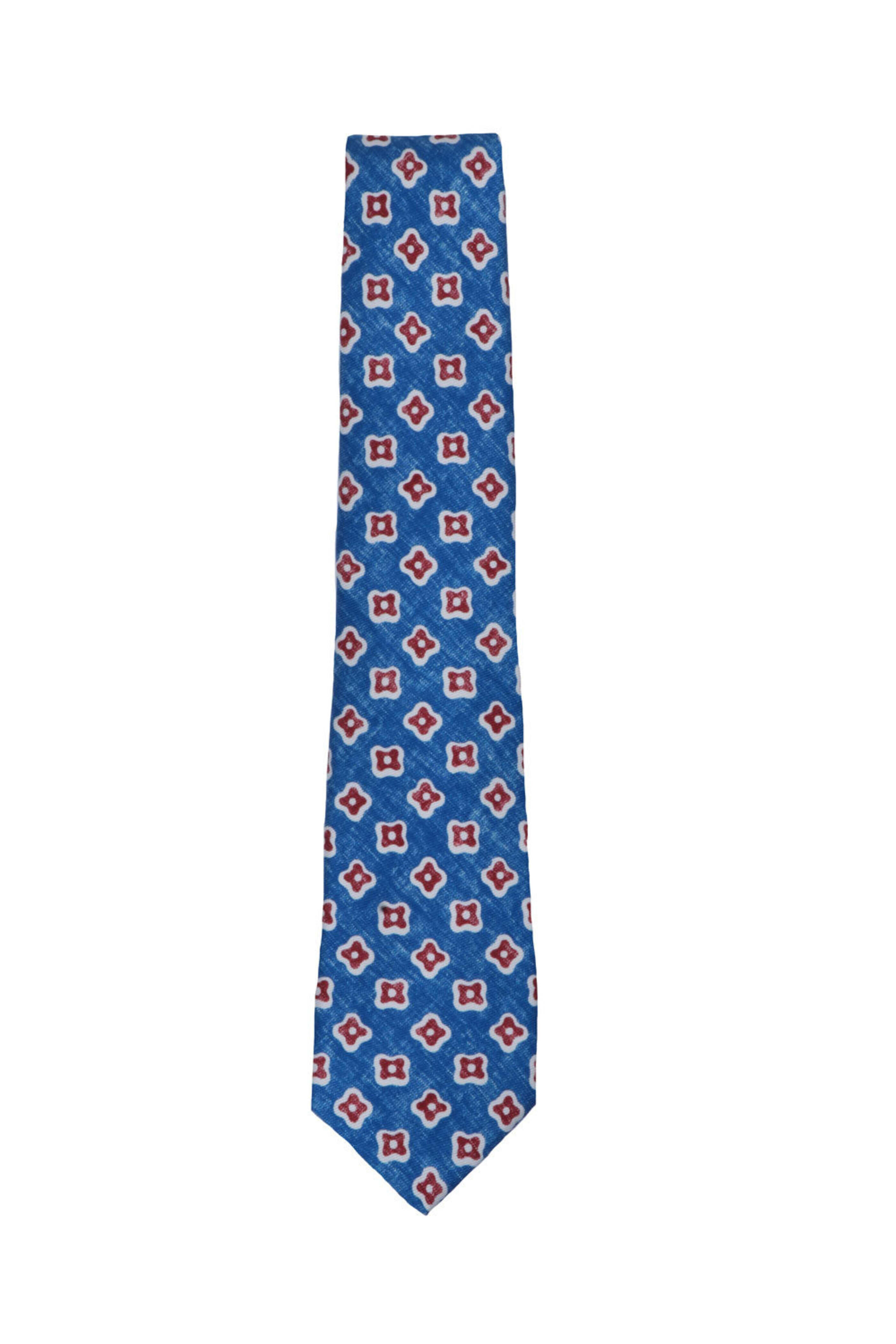 Kiton - Blue and Maroon Abstract Floral Tie