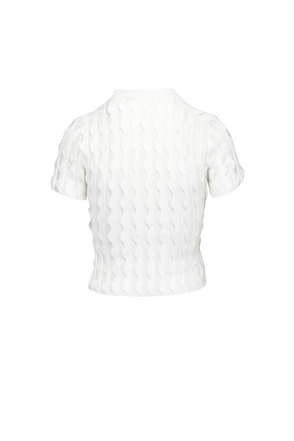 Simkhai Mallorie White Scalloped Knit Polo - view 2