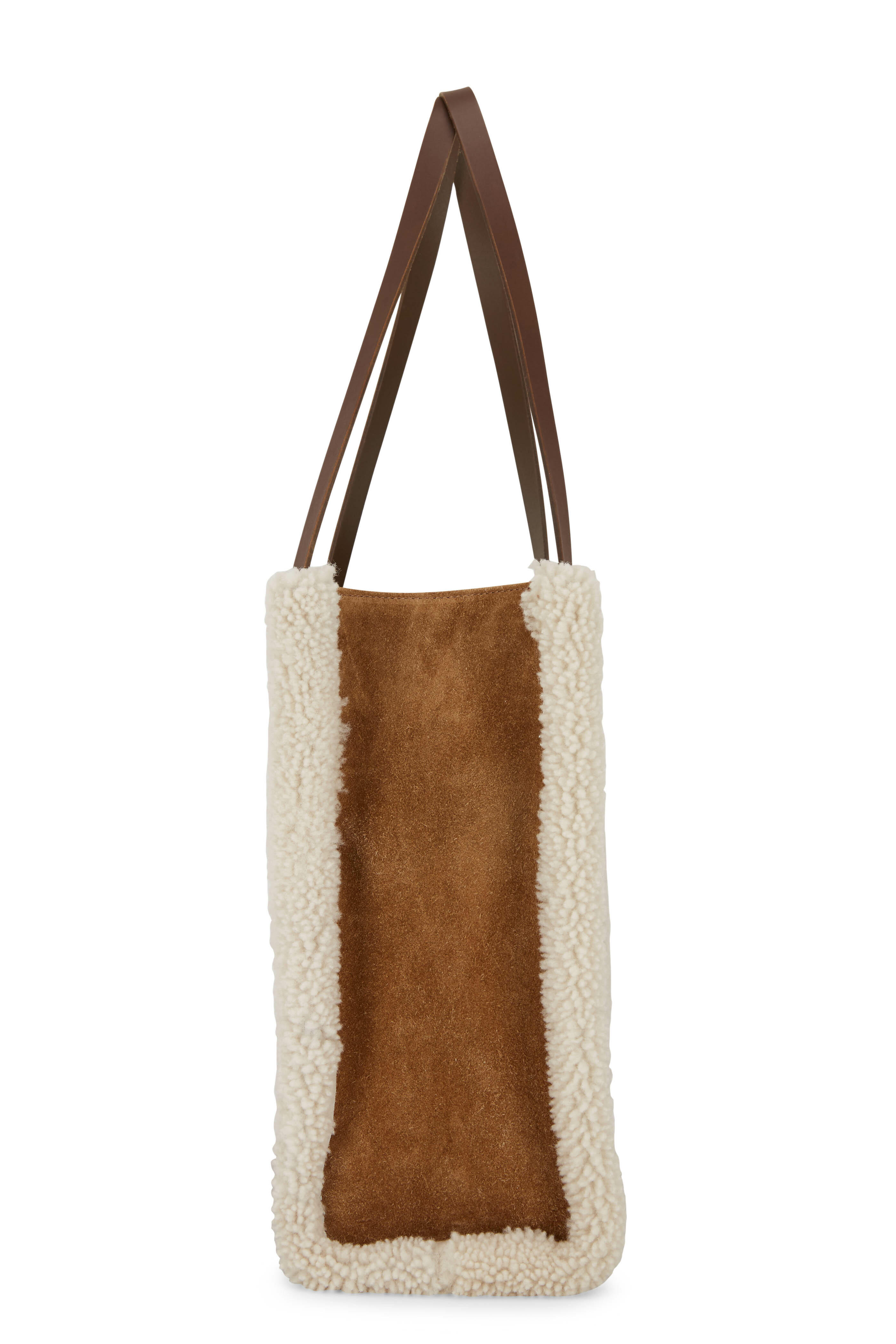 Golden Goose - Brown Suede Shearling Logo East/West Tote