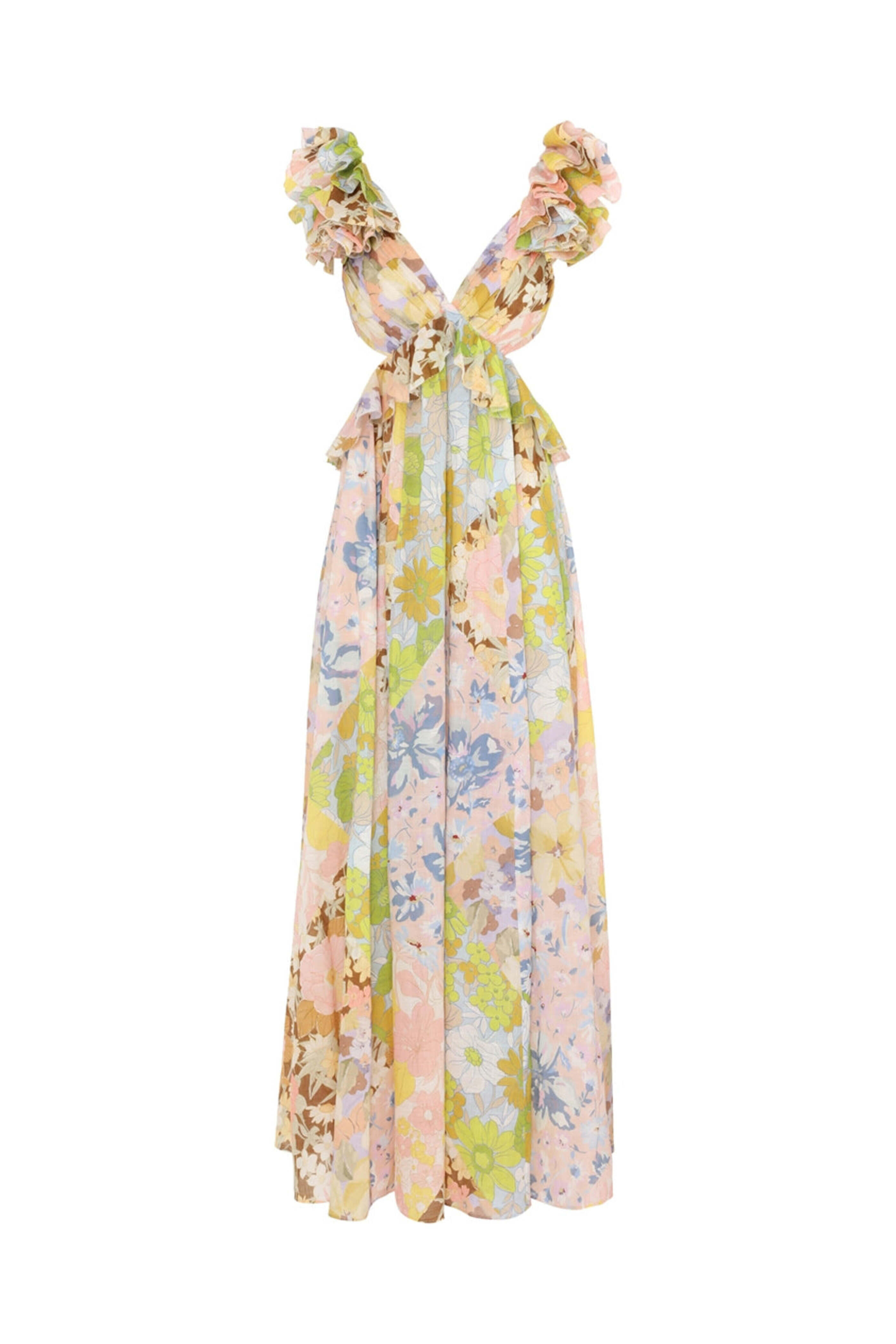 Zimmermann - Patch Floral Pop Ruffle Sleeve Maxi Dress