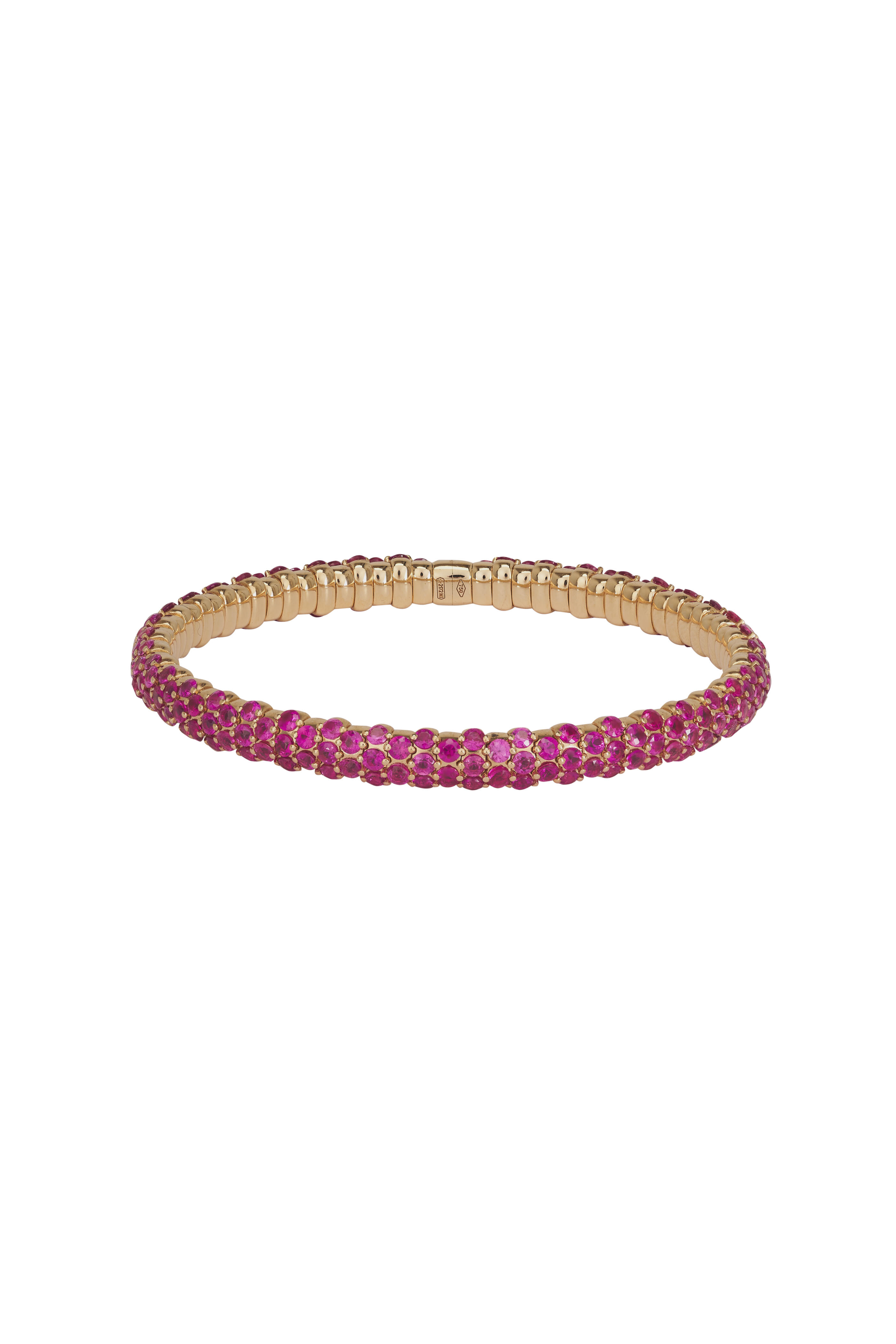 ZYDO - 18k Yellow Gold Pink Sapphire Stretch Bracelet - view 1
