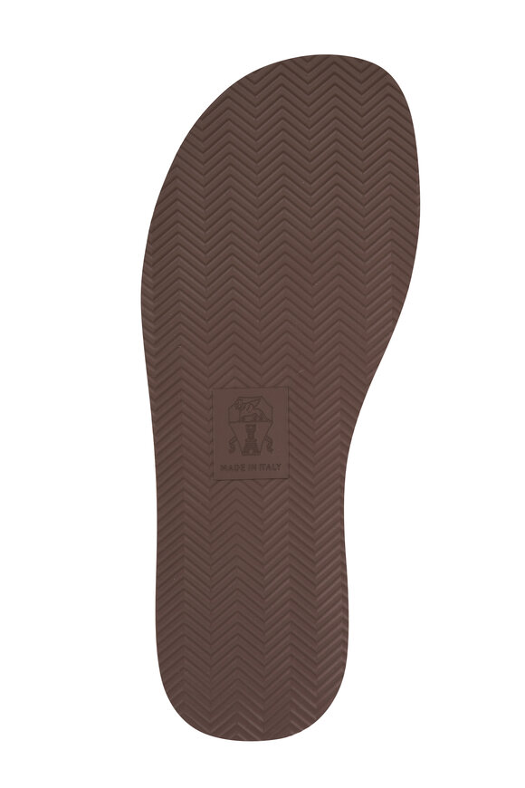 Brunello Cucinelli Panama Green & White Stripe Flip Flops - view 4