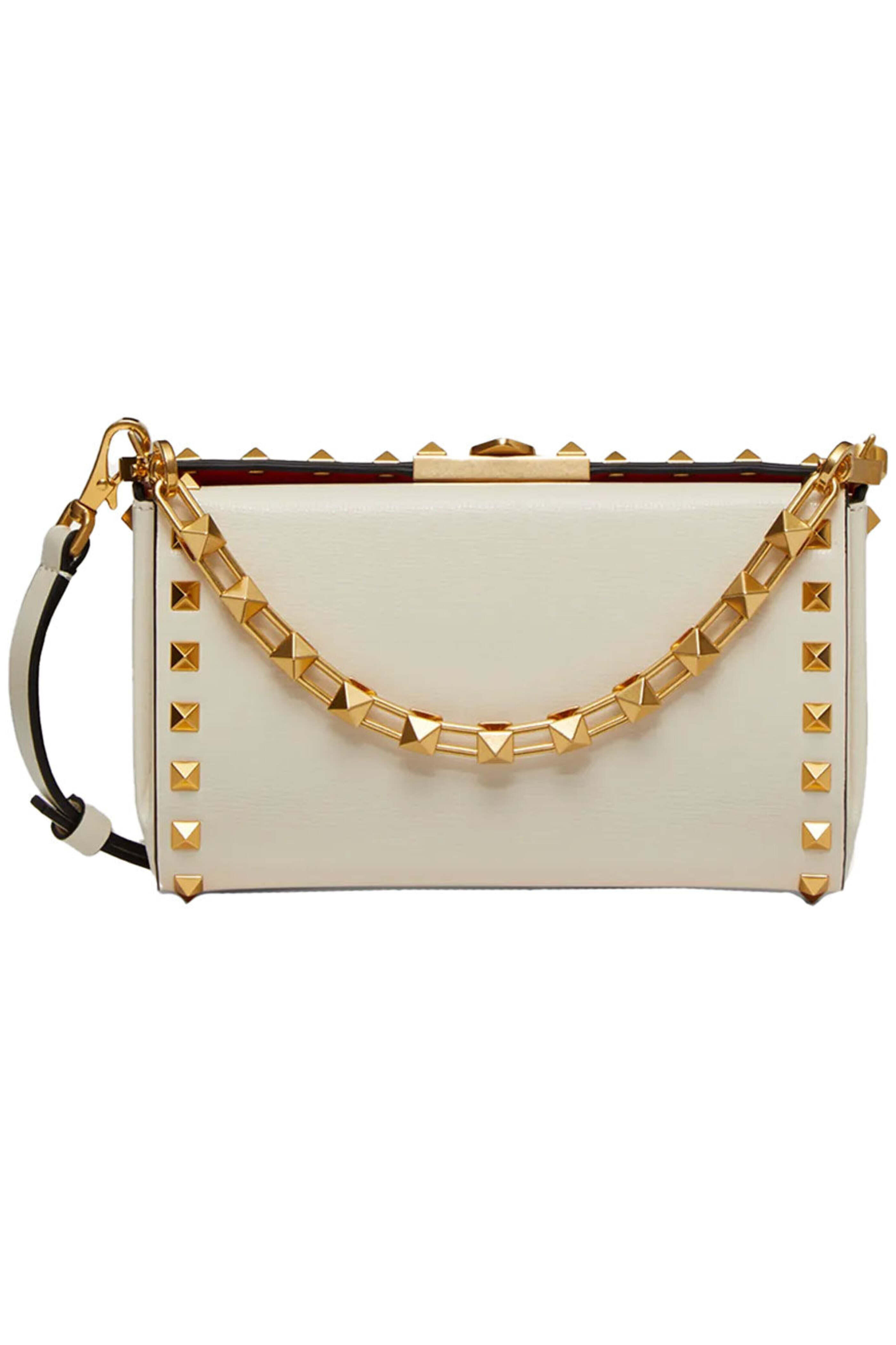 Valentino Garavani - Rockstud Alcove Clutch in Ivory