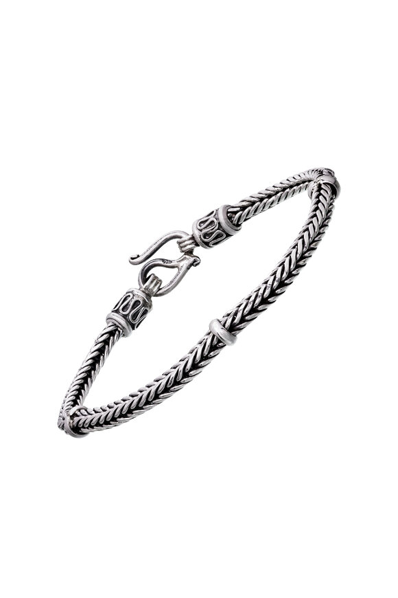Jan Leslie Sterling Silver Herringbone 3 Ring Bracelet