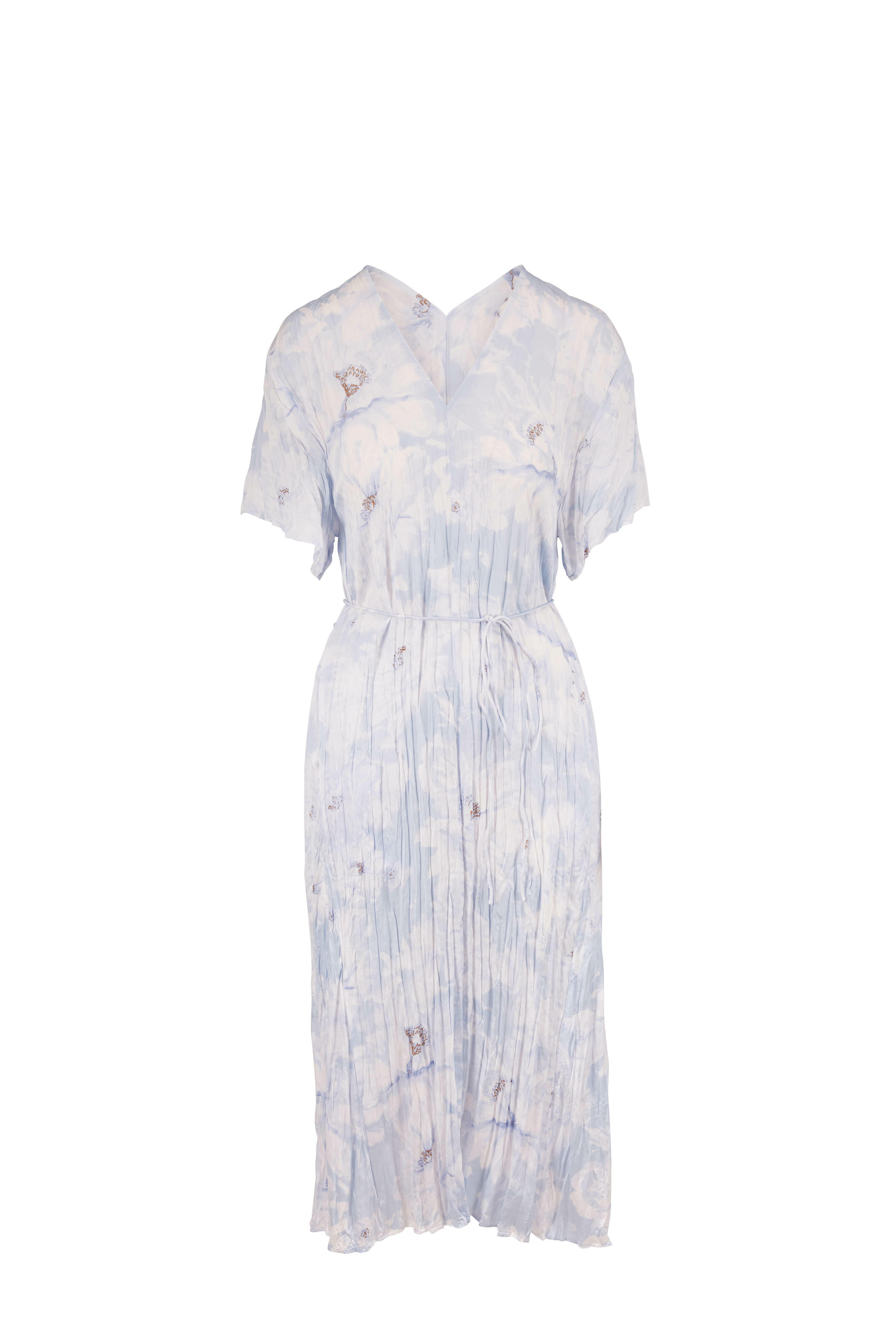 Vince - Powder Blue Painted Magnolia Short Sleeve Dress