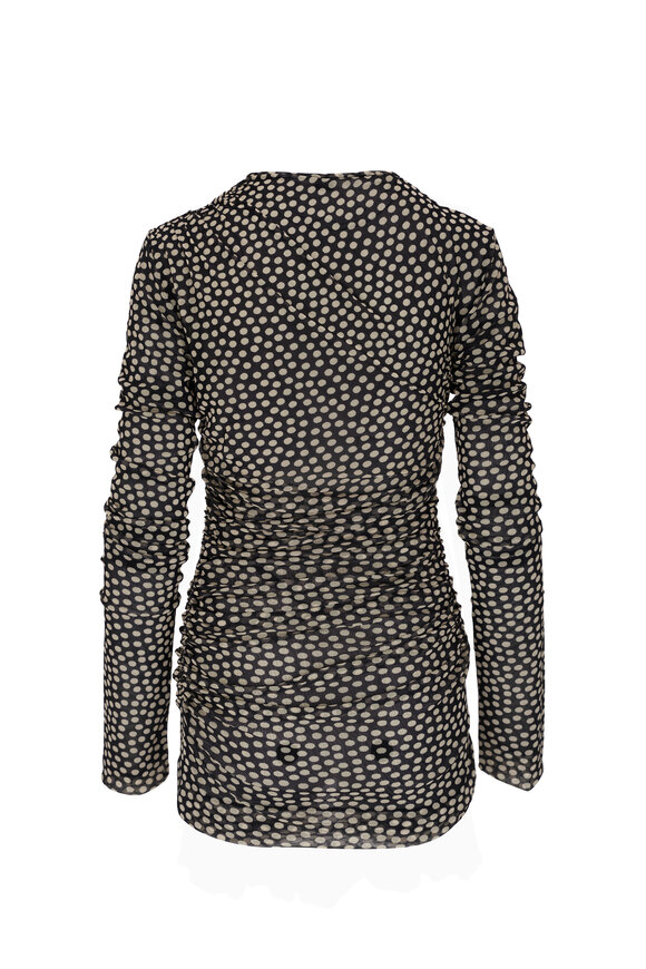 Saint Laurent - Black & White Polka Dot Mesh Mini Dress 