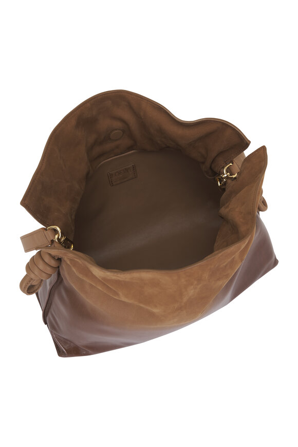 Loewe Medium Flamenco Mocha Leather Clutch - view 6