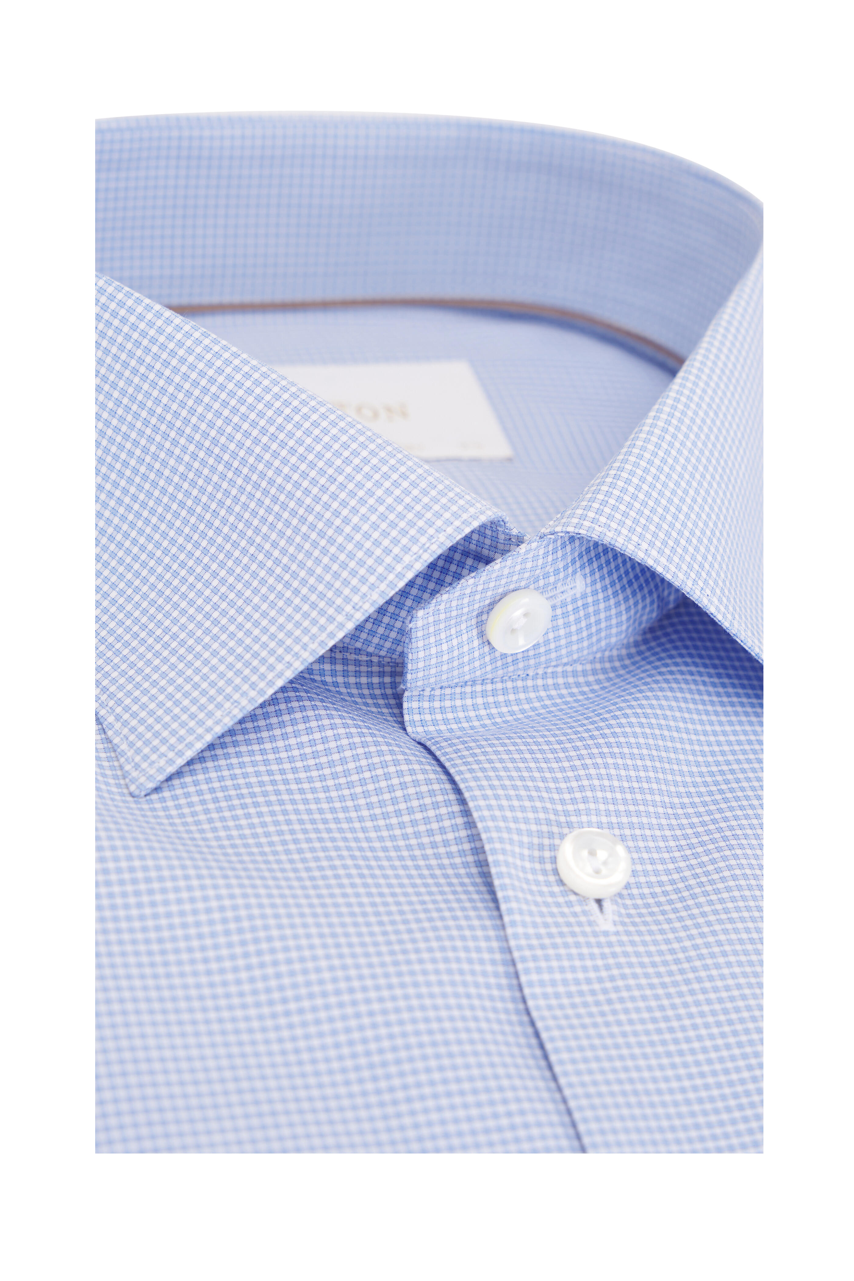 Eton - Light Blue Micro Check Cotton Dress Shirt