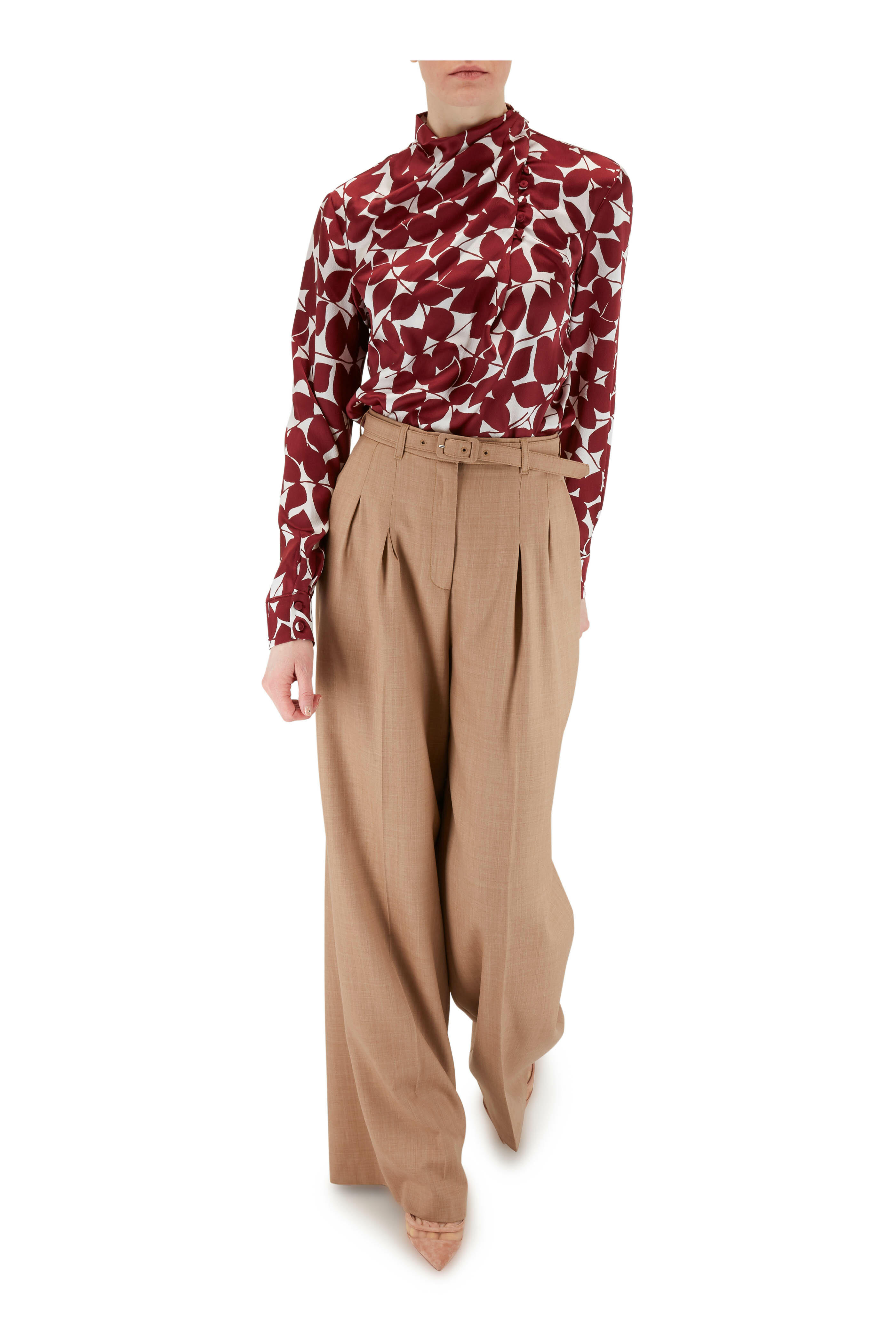 Gabriela Hearst - Marcelina Foliage Print Silk High Neck Blouse