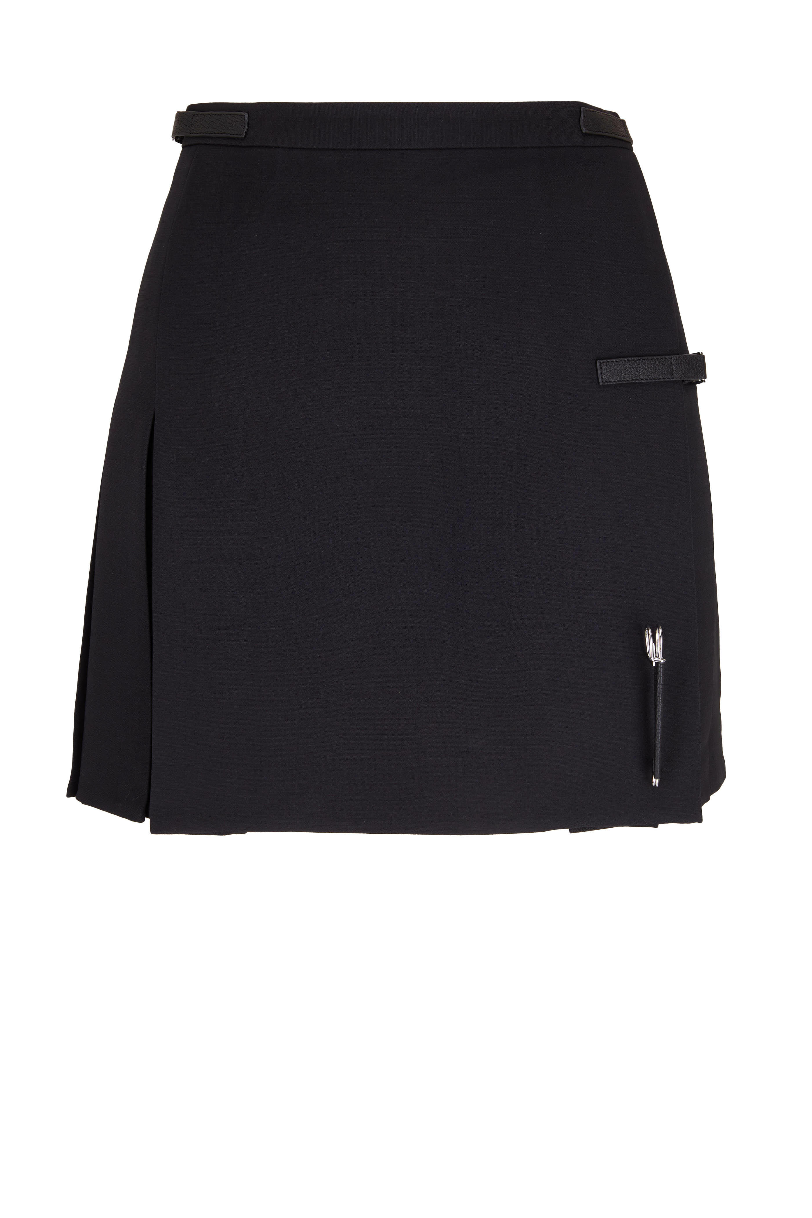 Lafayette 148 New York - Black Pleated Kilt Mini Skirt