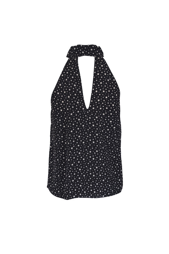Nili Lotan Alla Black & Ivory Silk Halter Top - view 3