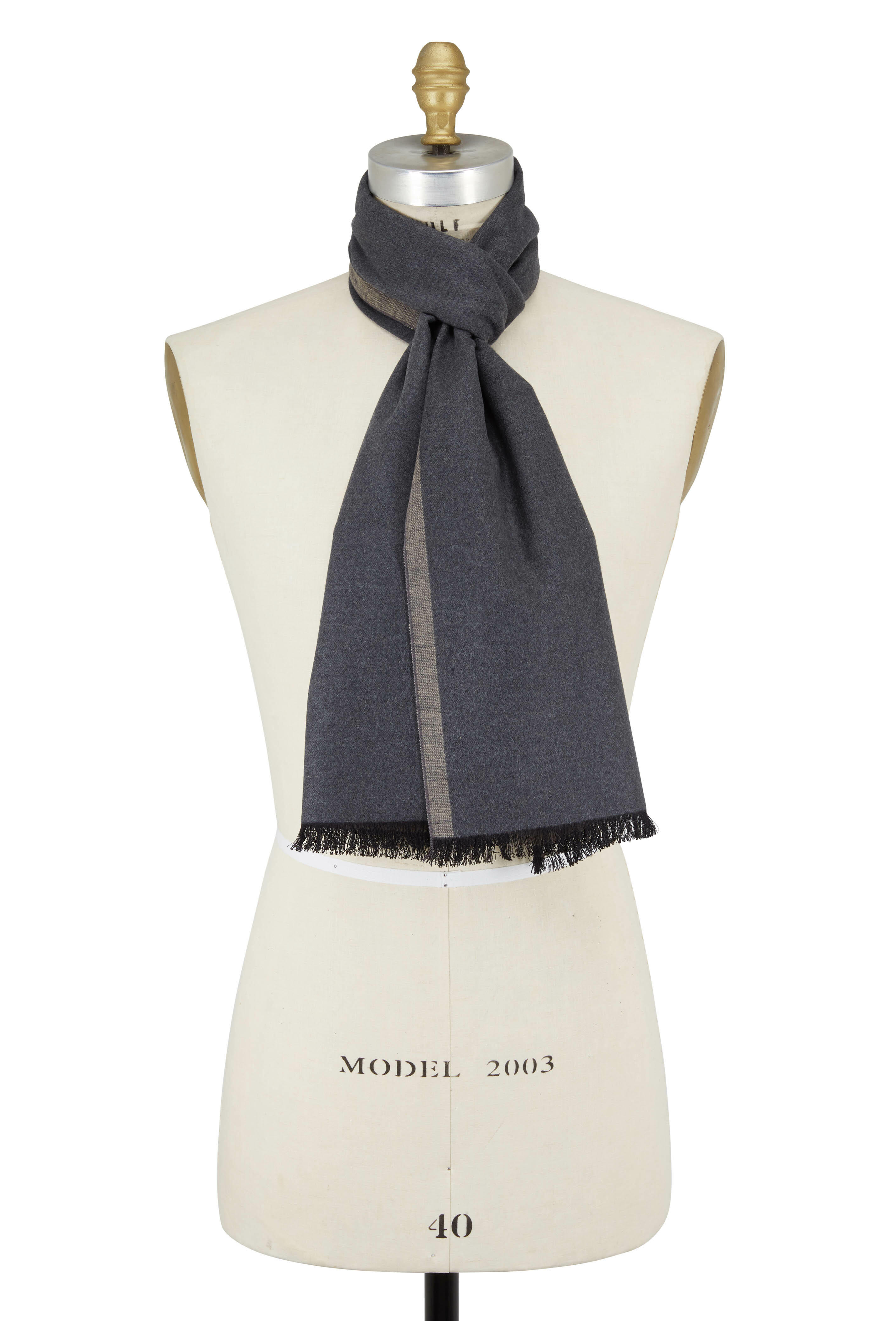 Chelsey Imports - Gray & Taupe Silk Scarf | Mitchell Stores