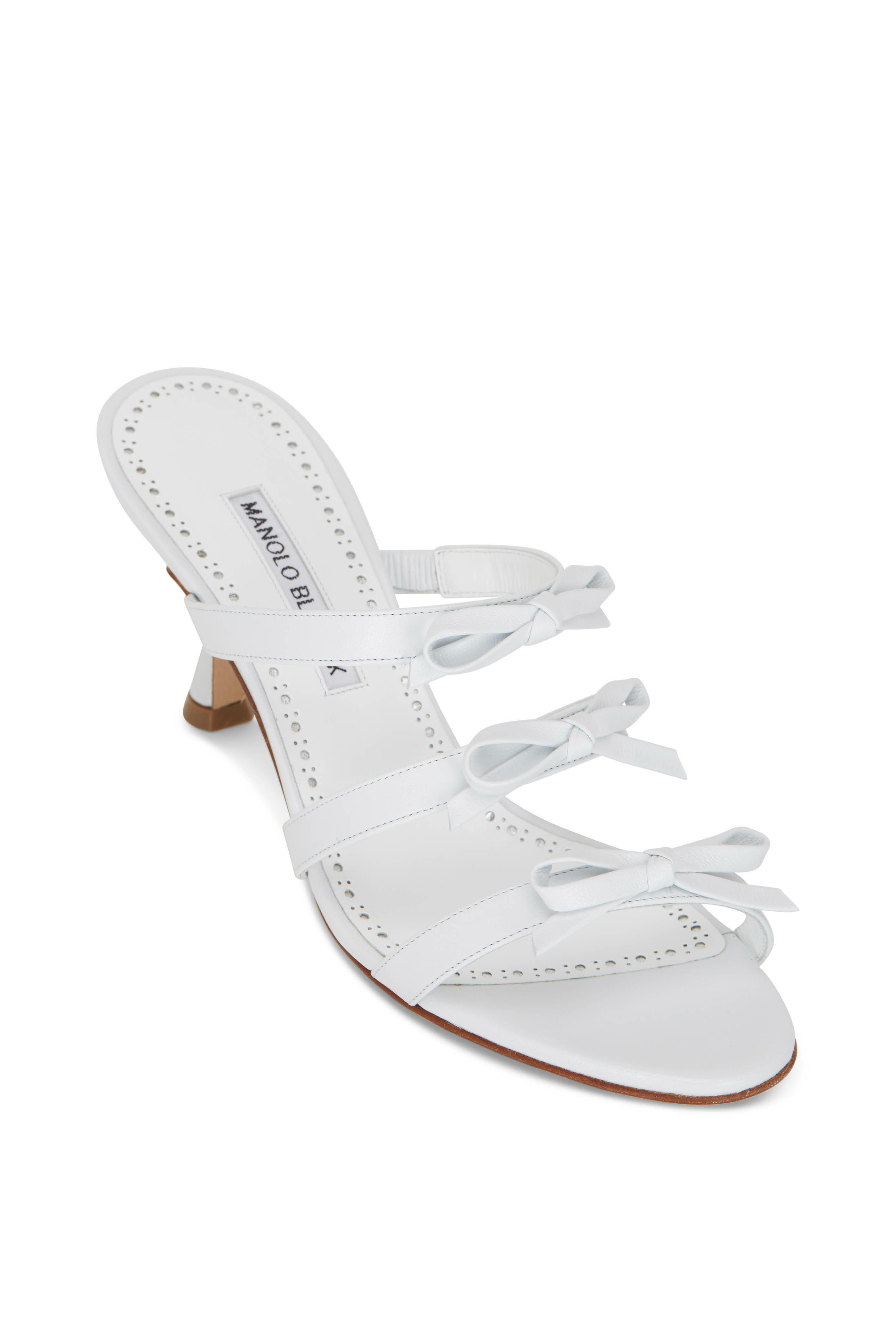 Manolo Blahnik - Ircanamu White Leather Mule, 70mm