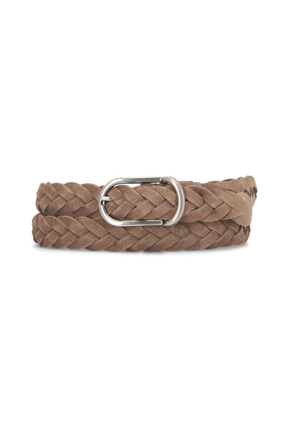 Brunello Cucinelli Sand Braided Suede Belt
