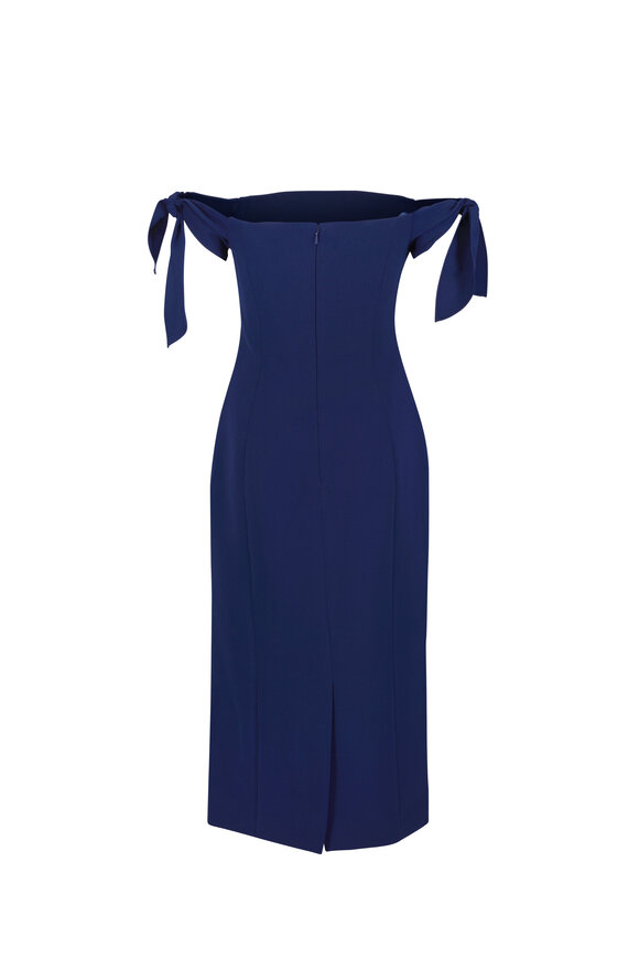Carolina Herrera Midnight Blue Off-The-Shoulder Midi Dress - view 5