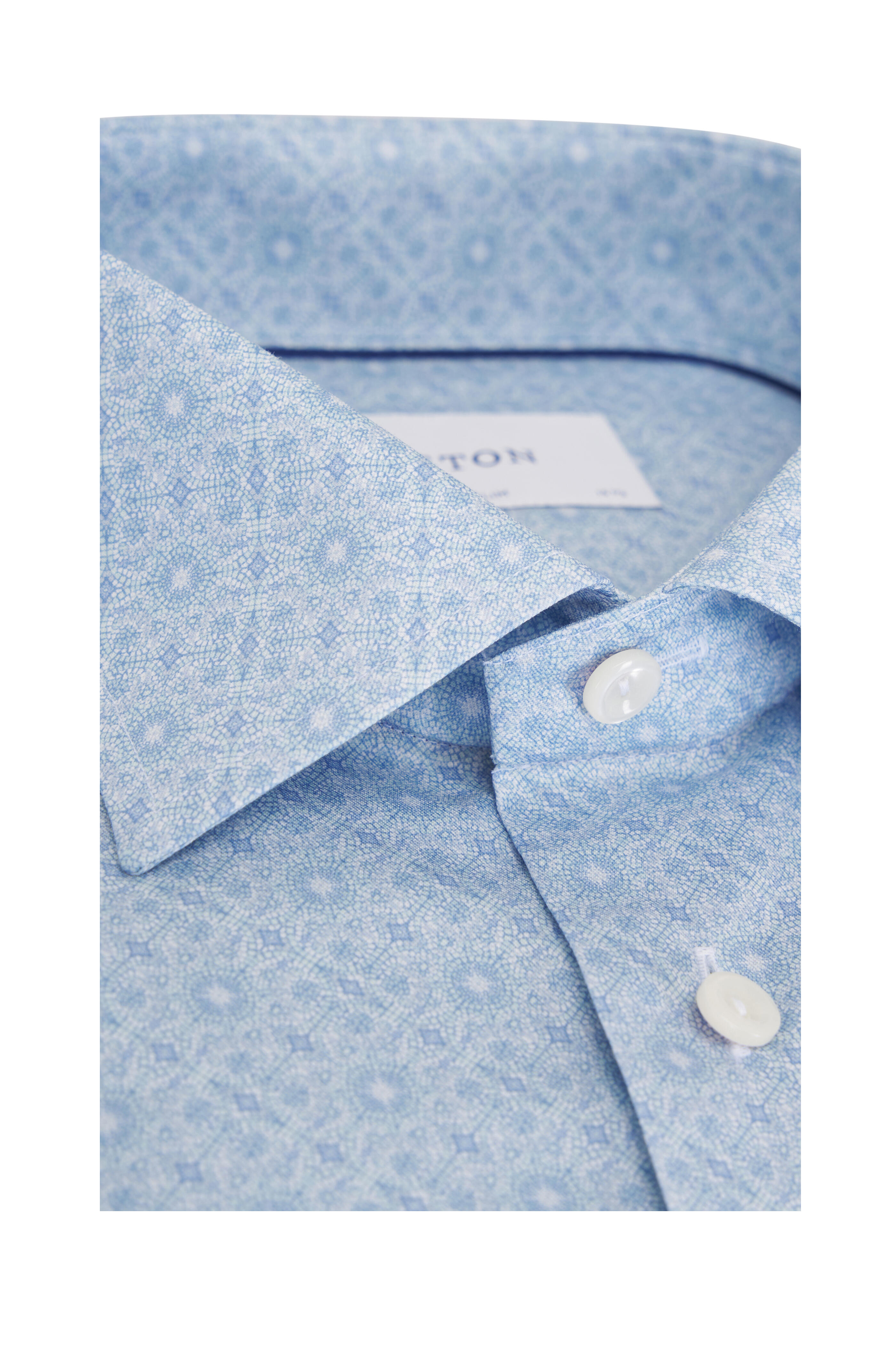 Eton - Light Blue Geometric Print Slim Fit Dress Shirt