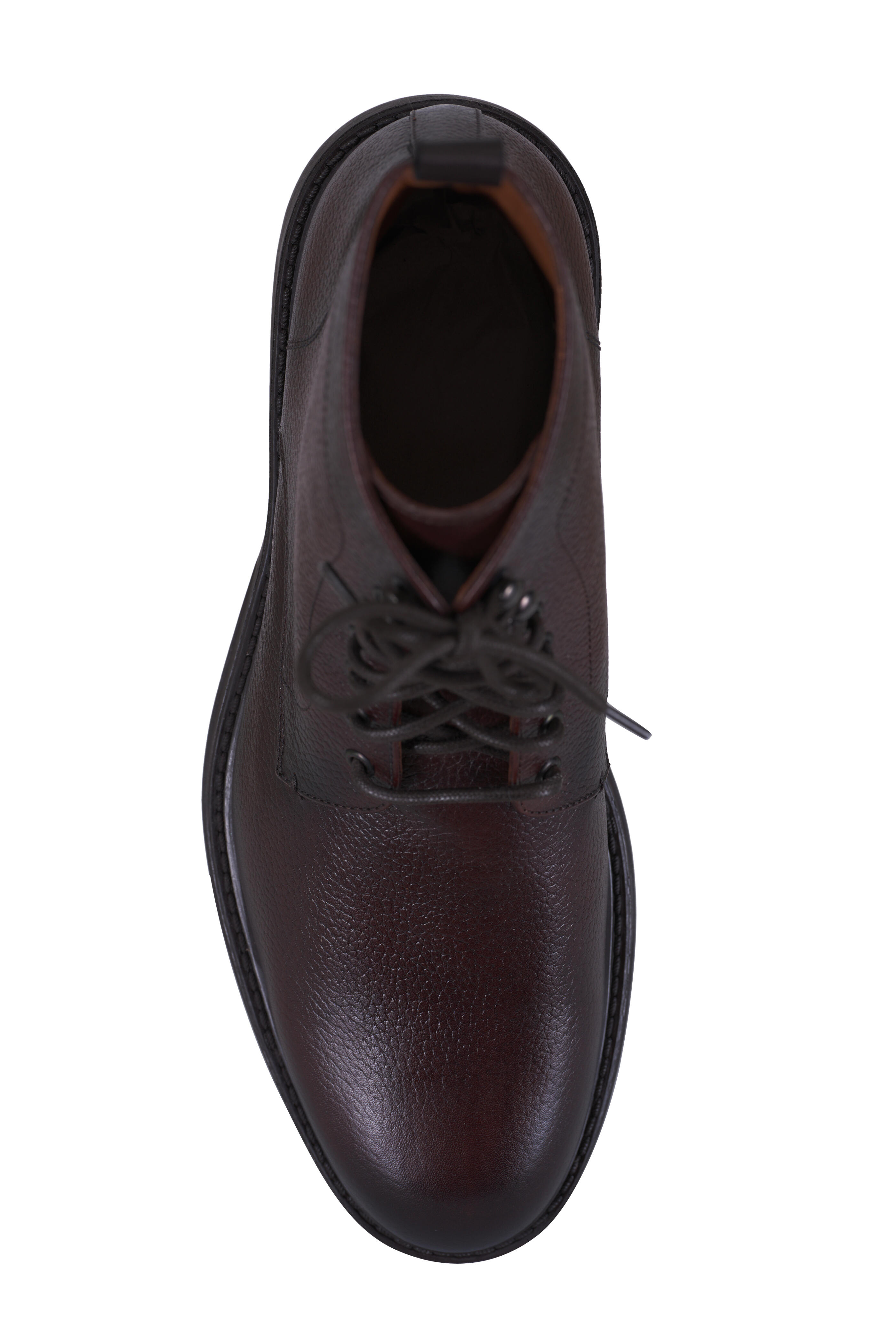 Aquatalia - Bernardo Dark Brown Tumbled Leather Lace Up Boot